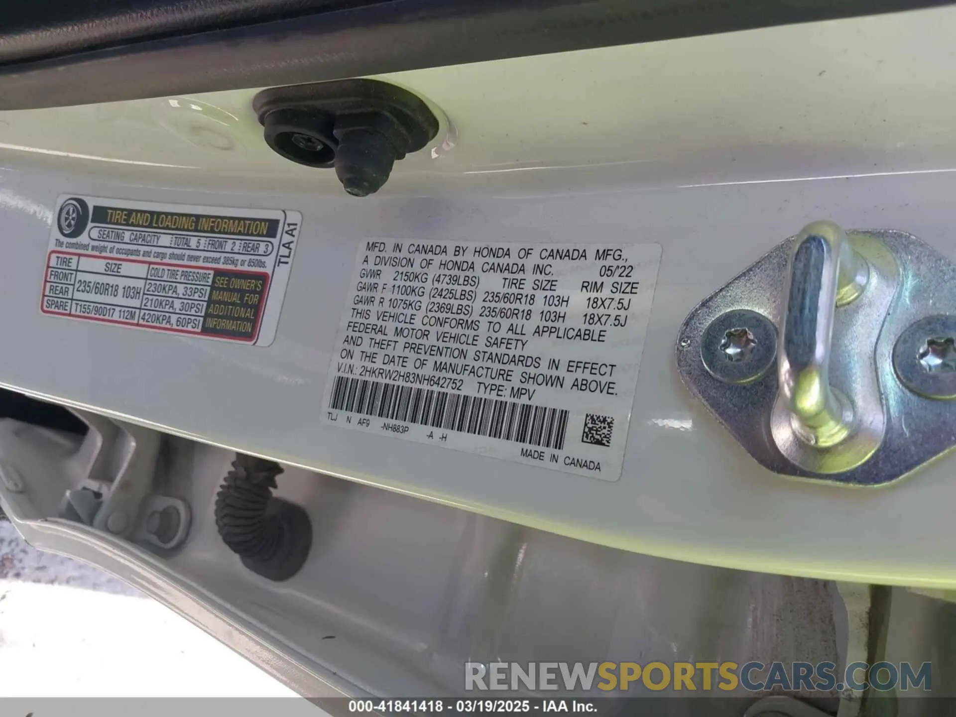9 Photograph of a damaged car 2HKRW2H83NH642752 HONDA CR-V 2022
