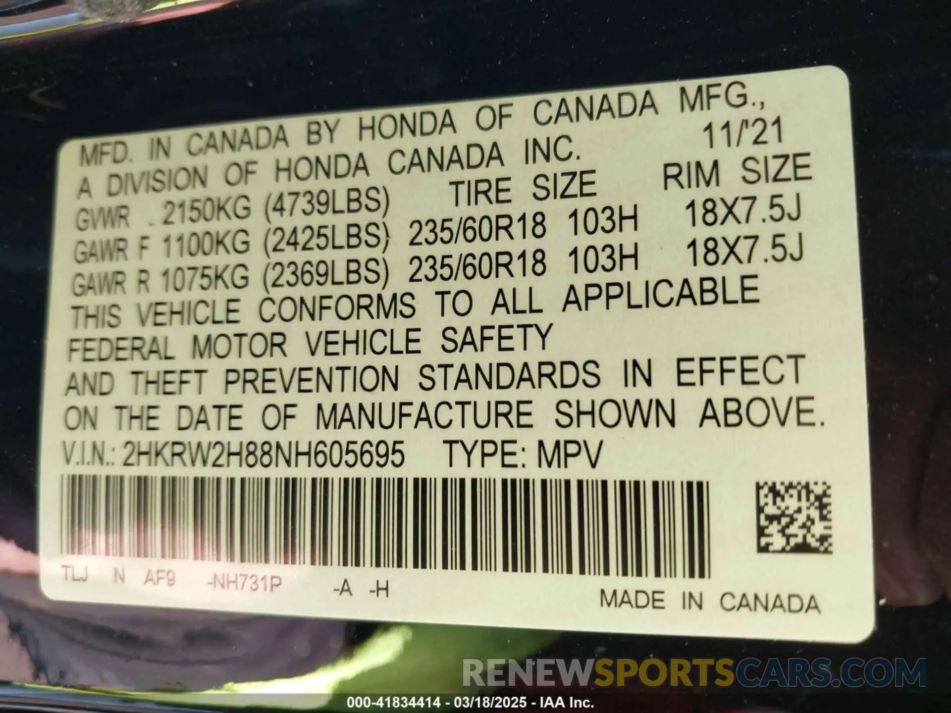9 Photograph of a damaged car 2HKRW2H88NH605695 HONDA CR-V 2022