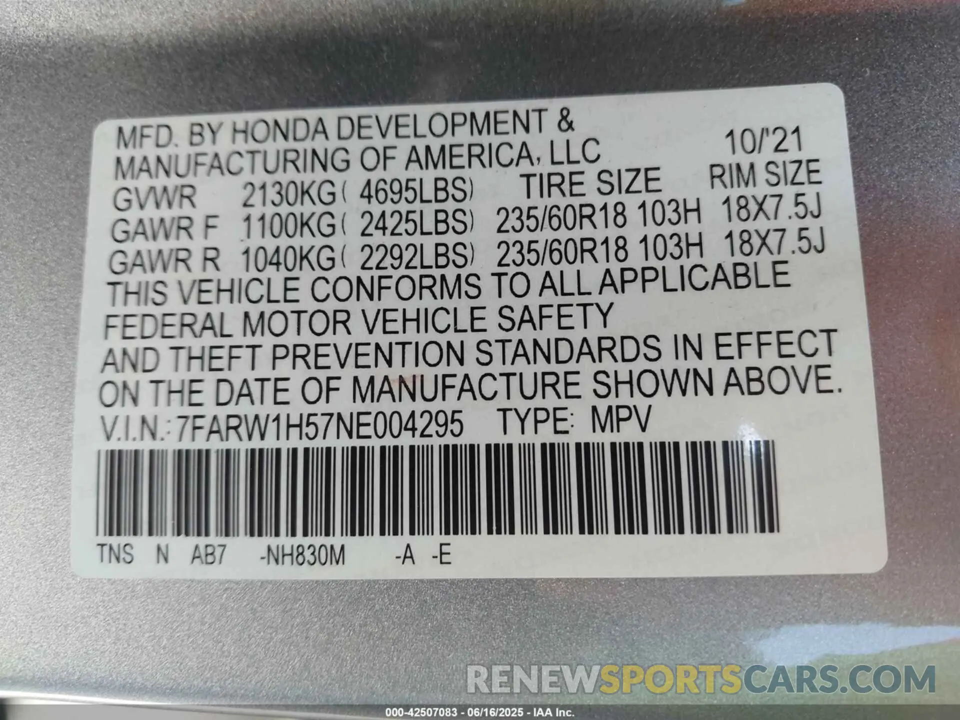 9 Photograph of a damaged car 7FARW1H57NE004295 HONDA CR-V 2022