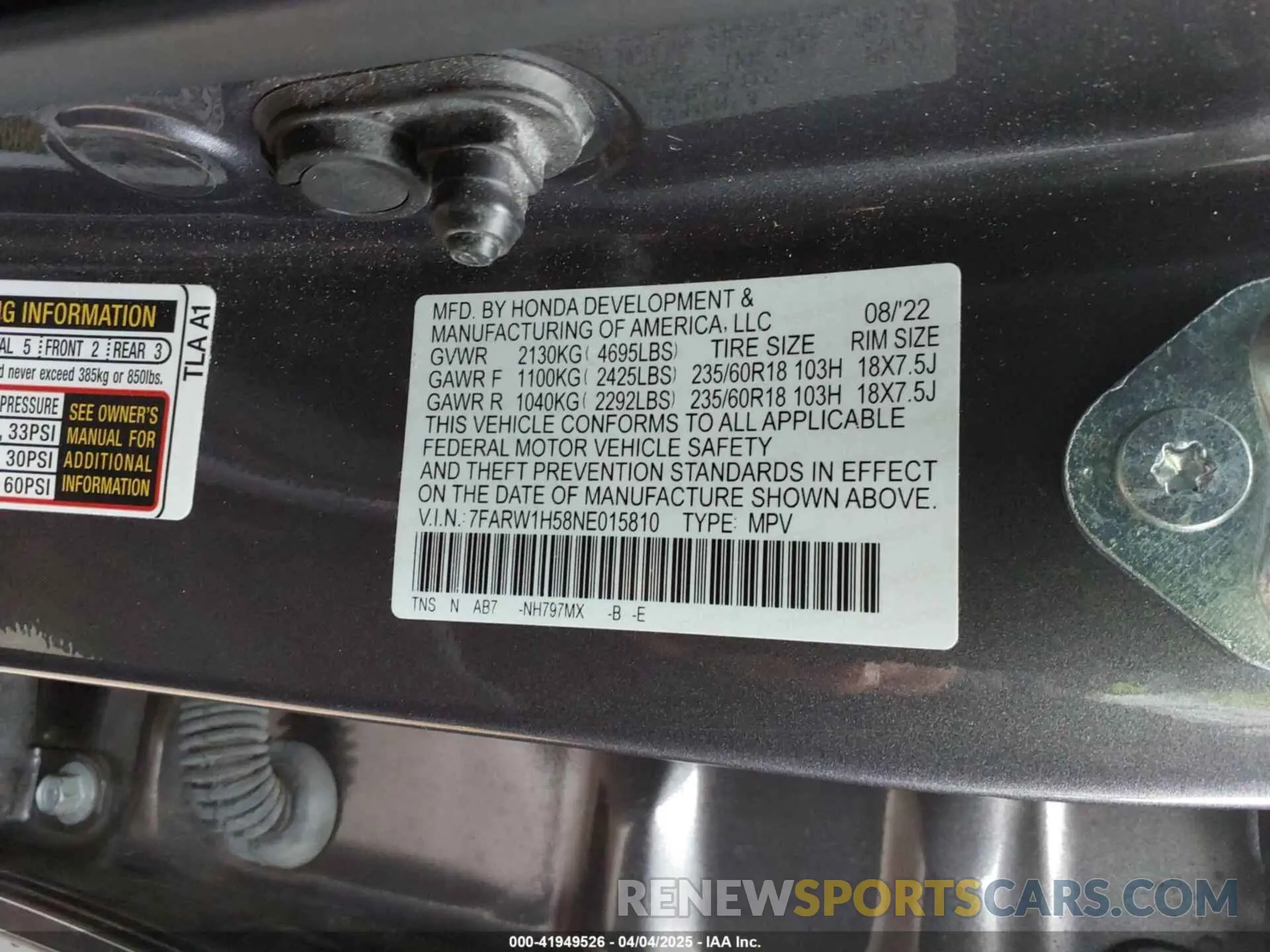 9 Photograph of a damaged car 7FARW1H58NE015810 HONDA CR-V 2022