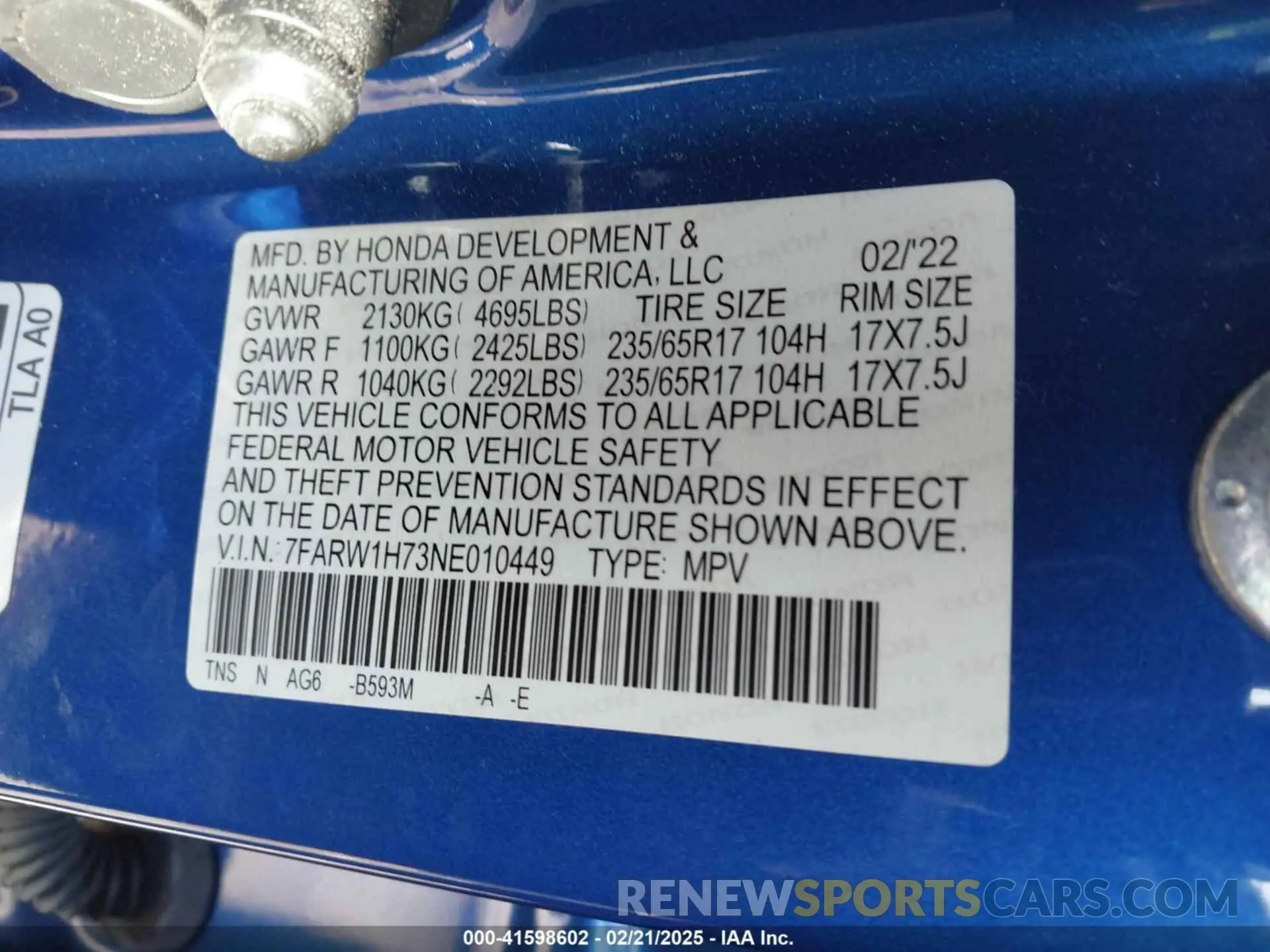 9 Photograph of a damaged car 7FARW1H73NE010449 HONDA CR-V 2022