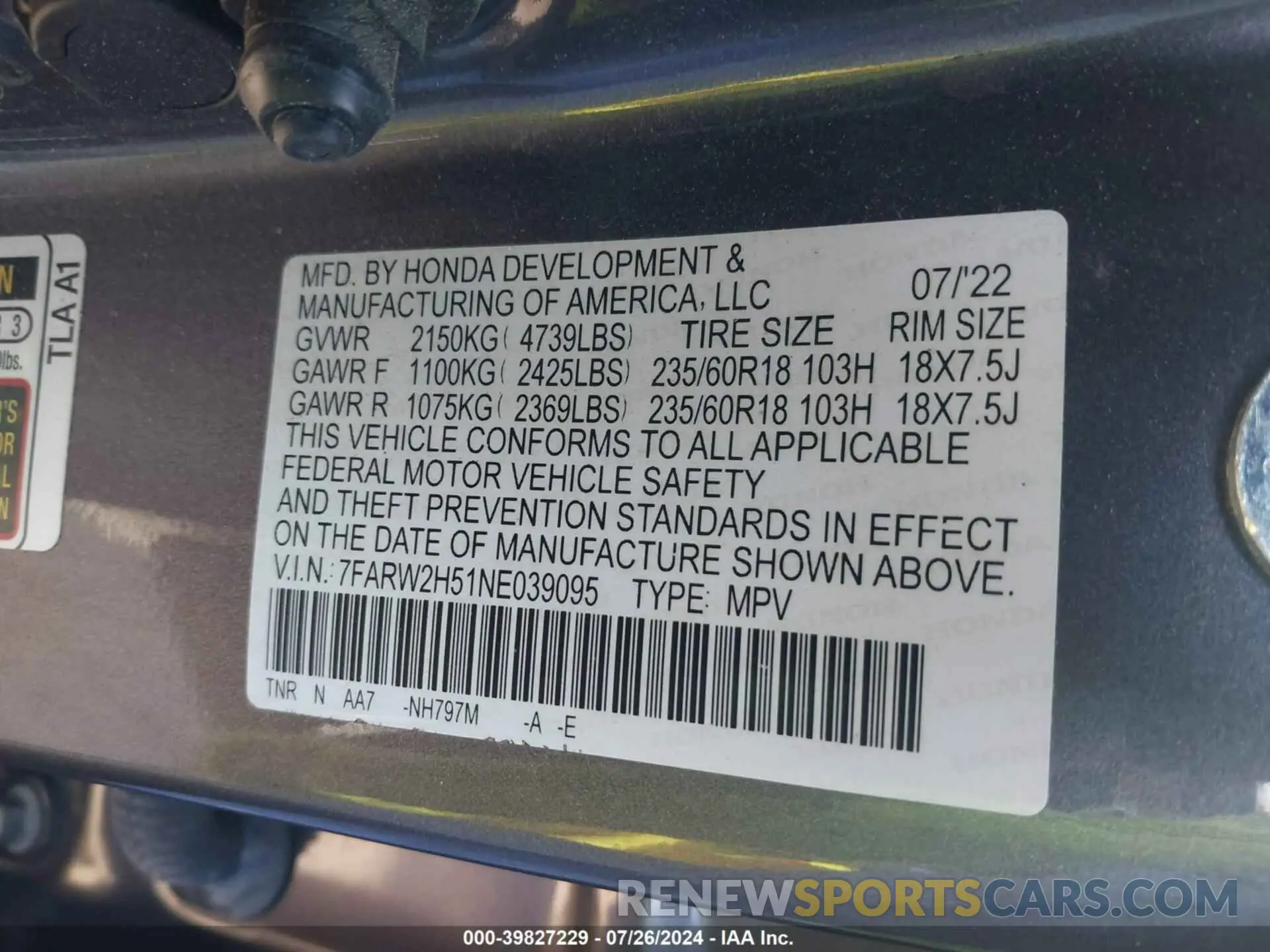 9 Photograph of a damaged car 7FARW2H51NE039095 HONDA CR-V 2022