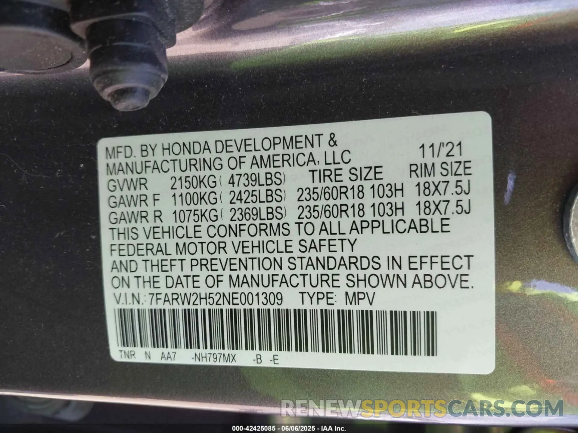 9 Photograph of a damaged car 7FARW2H52NE001309 HONDA CR-V 2022