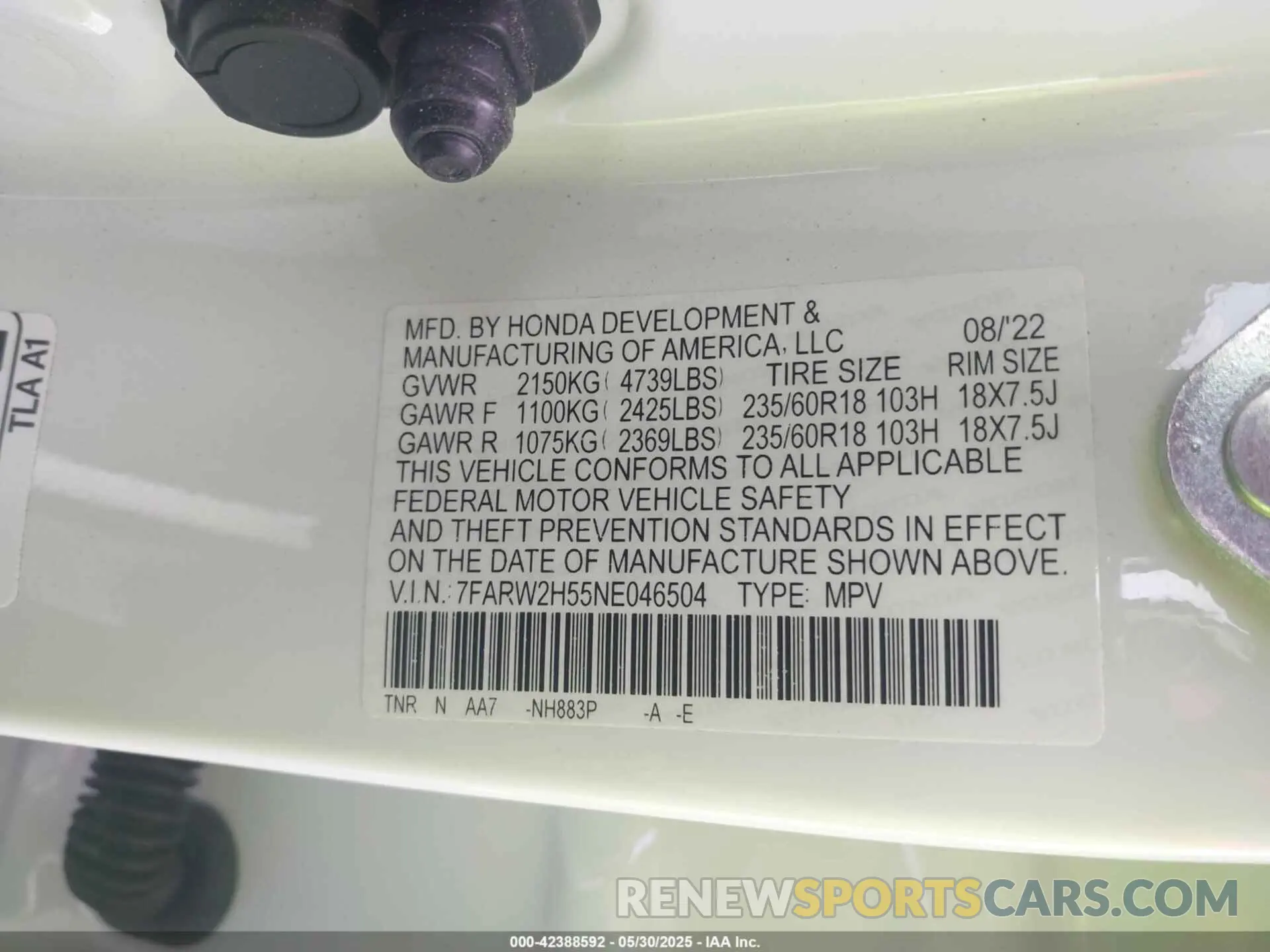 9 Photograph of a damaged car 7FARW2H55NE046504 HONDA CR-V 2022