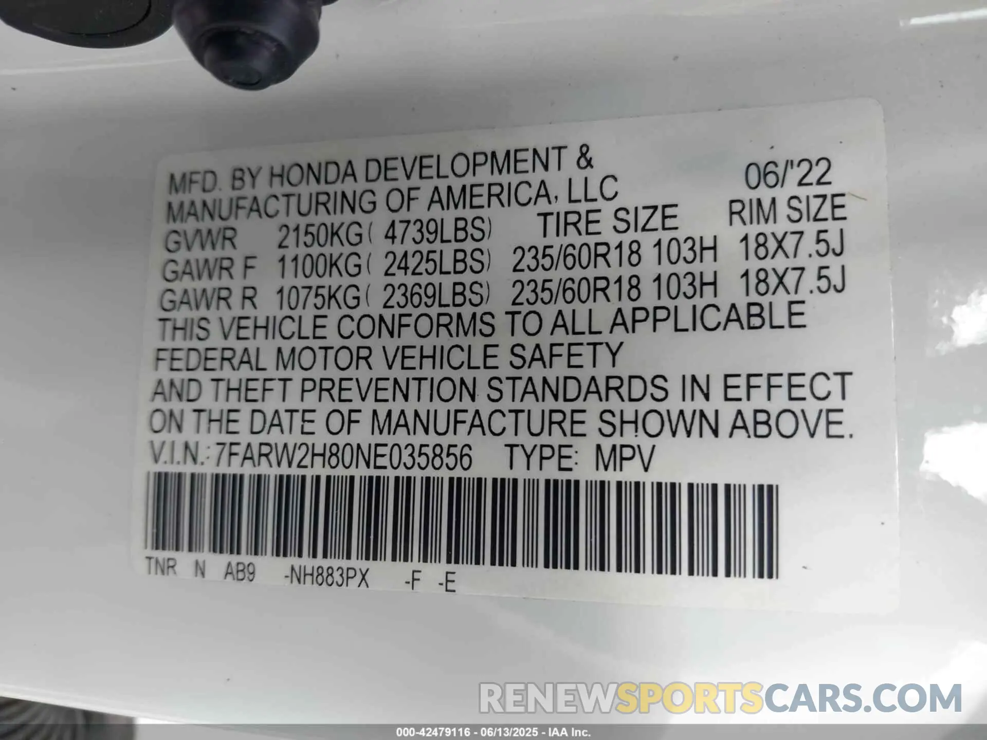 9 Photograph of a damaged car 7FARW2H80NE035856 HONDA CR-V 2022