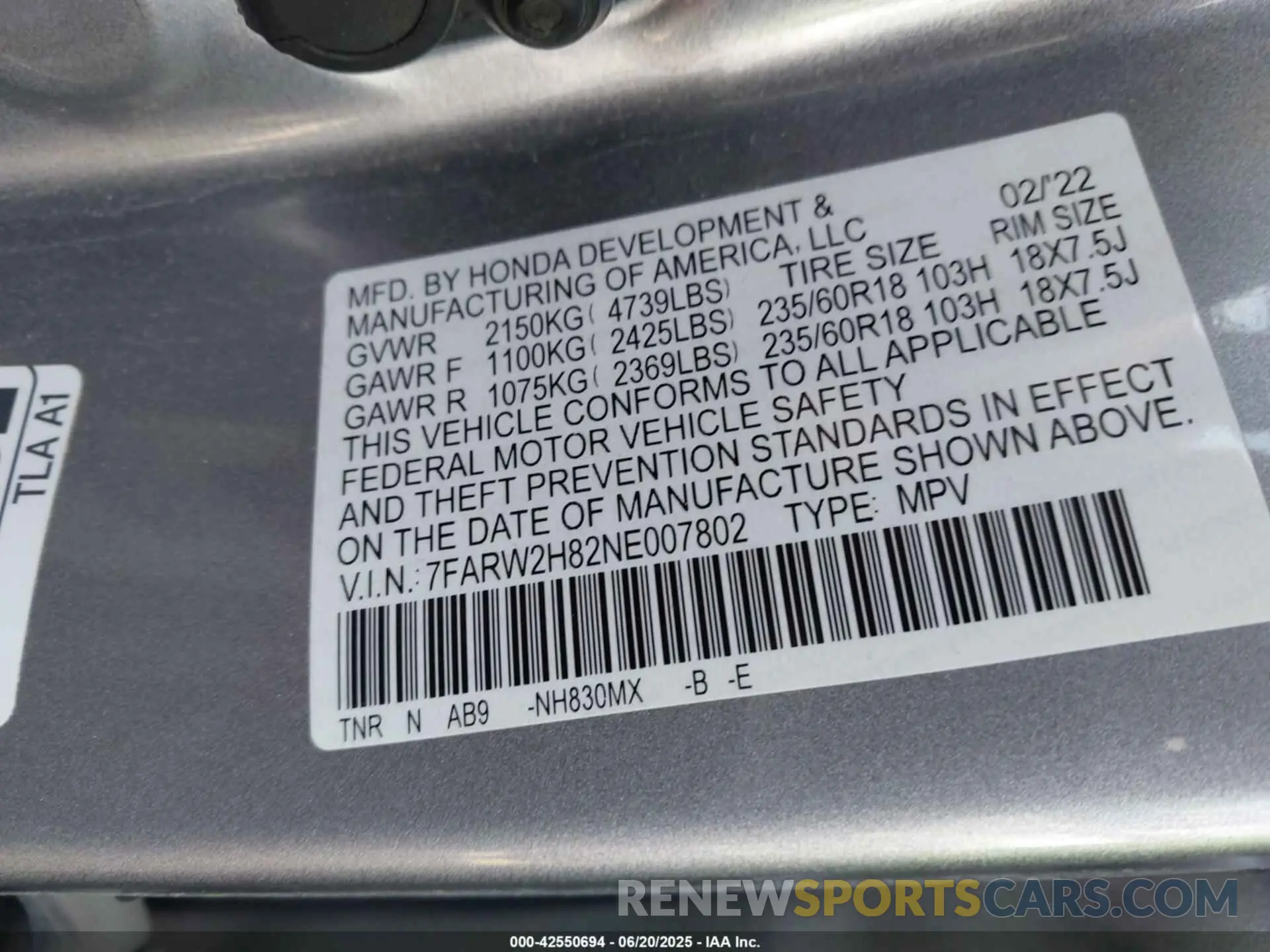9 Photograph of a damaged car 7FARW2H82NE007802 HONDA CR-V 2022