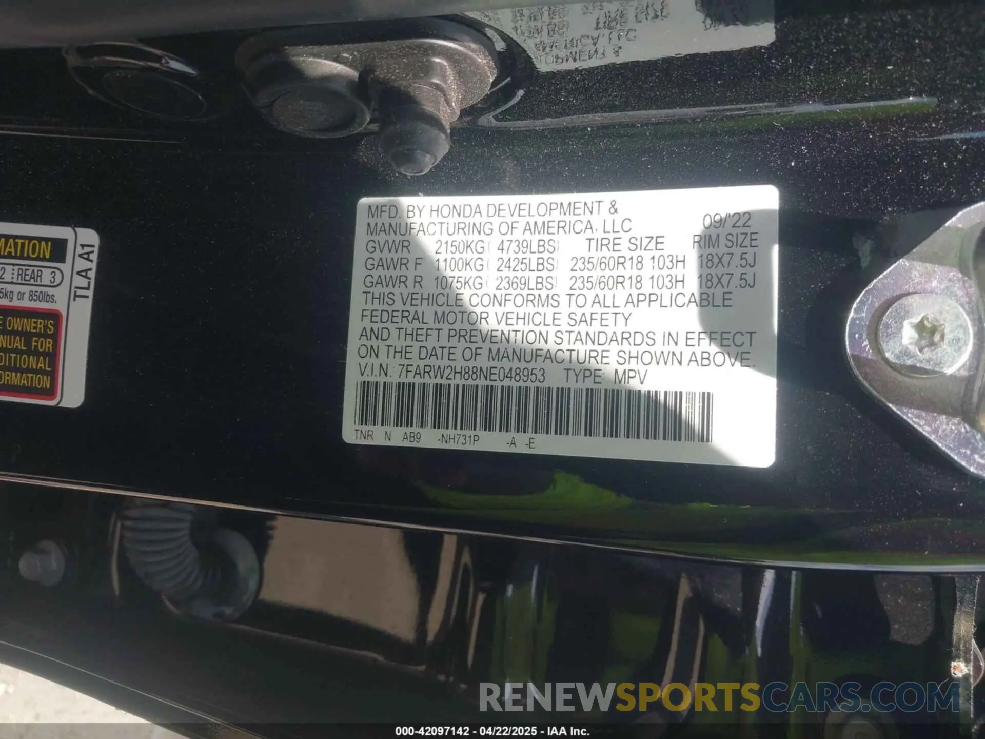 9 Photograph of a damaged car 7FARW2H88NE048953 HONDA CR-V 2022