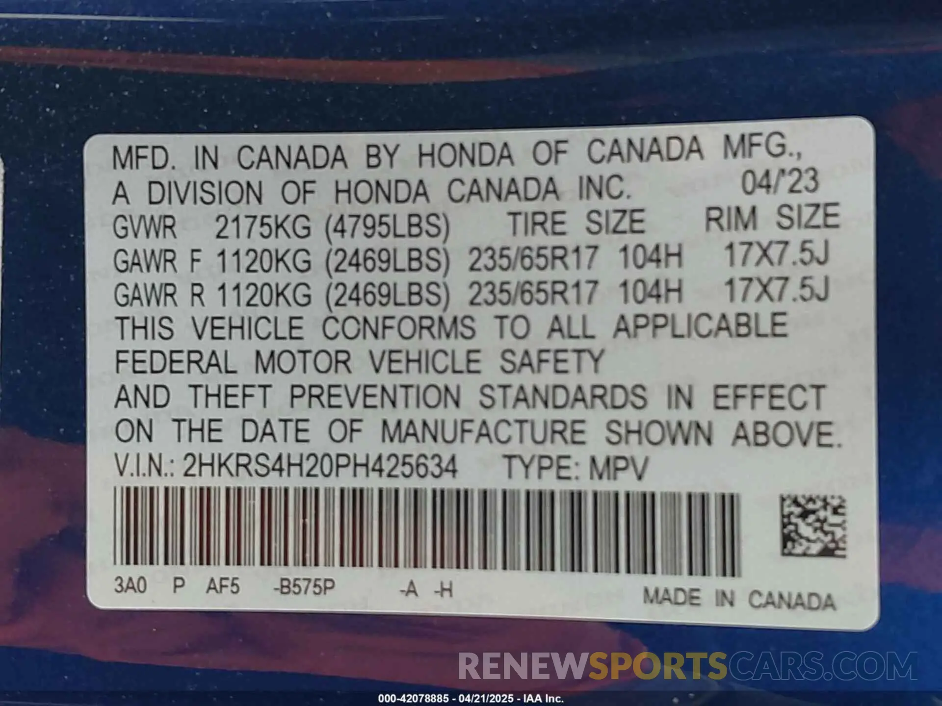 9 Photograph of a damaged car 2HKRS4H20PH425634 HONDA CR-V 2023