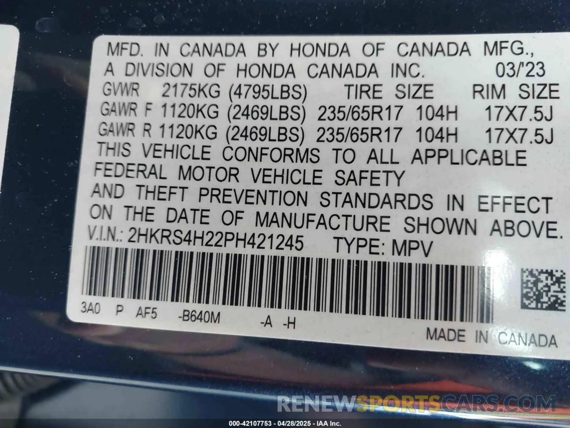 9 Photograph of a damaged car 2HKRS4H22PH421245 HONDA CR-V 2023