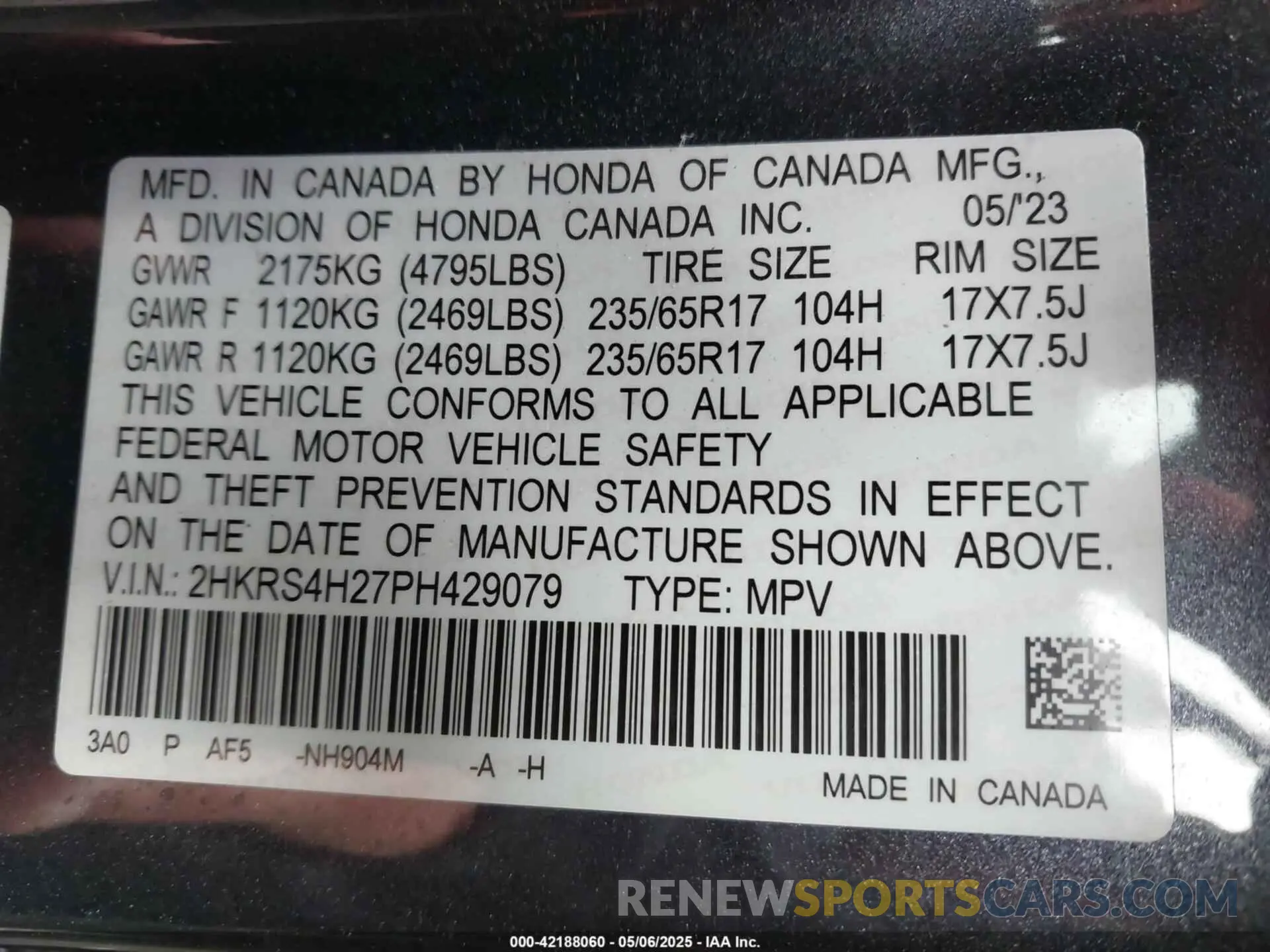 9 Photograph of a damaged car 2HKRS4H27PH429079 HONDA CR-V 2023