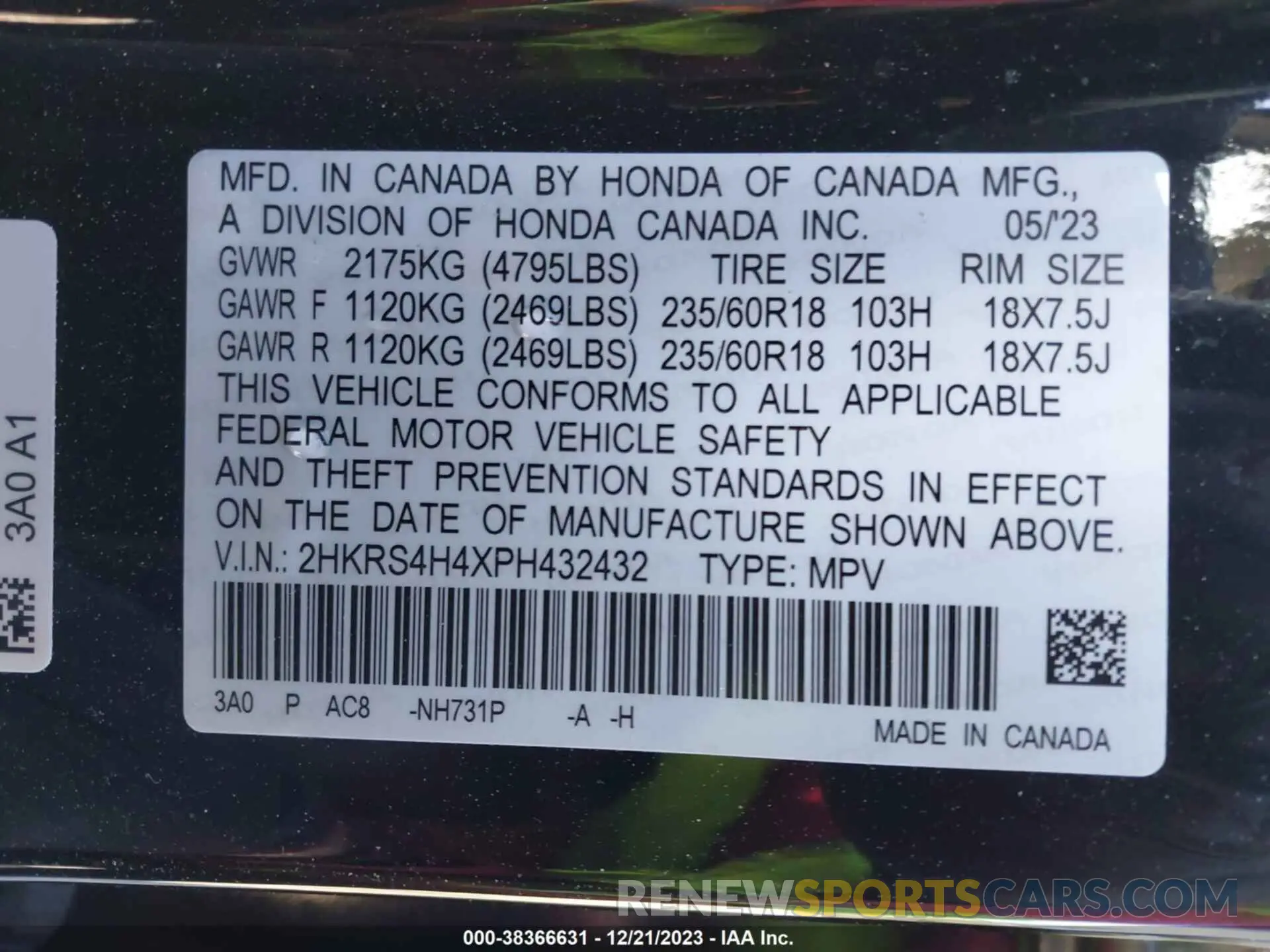 9 Photograph of a damaged car 2HKRS4H4XPH432432 HONDA CR-V 2023