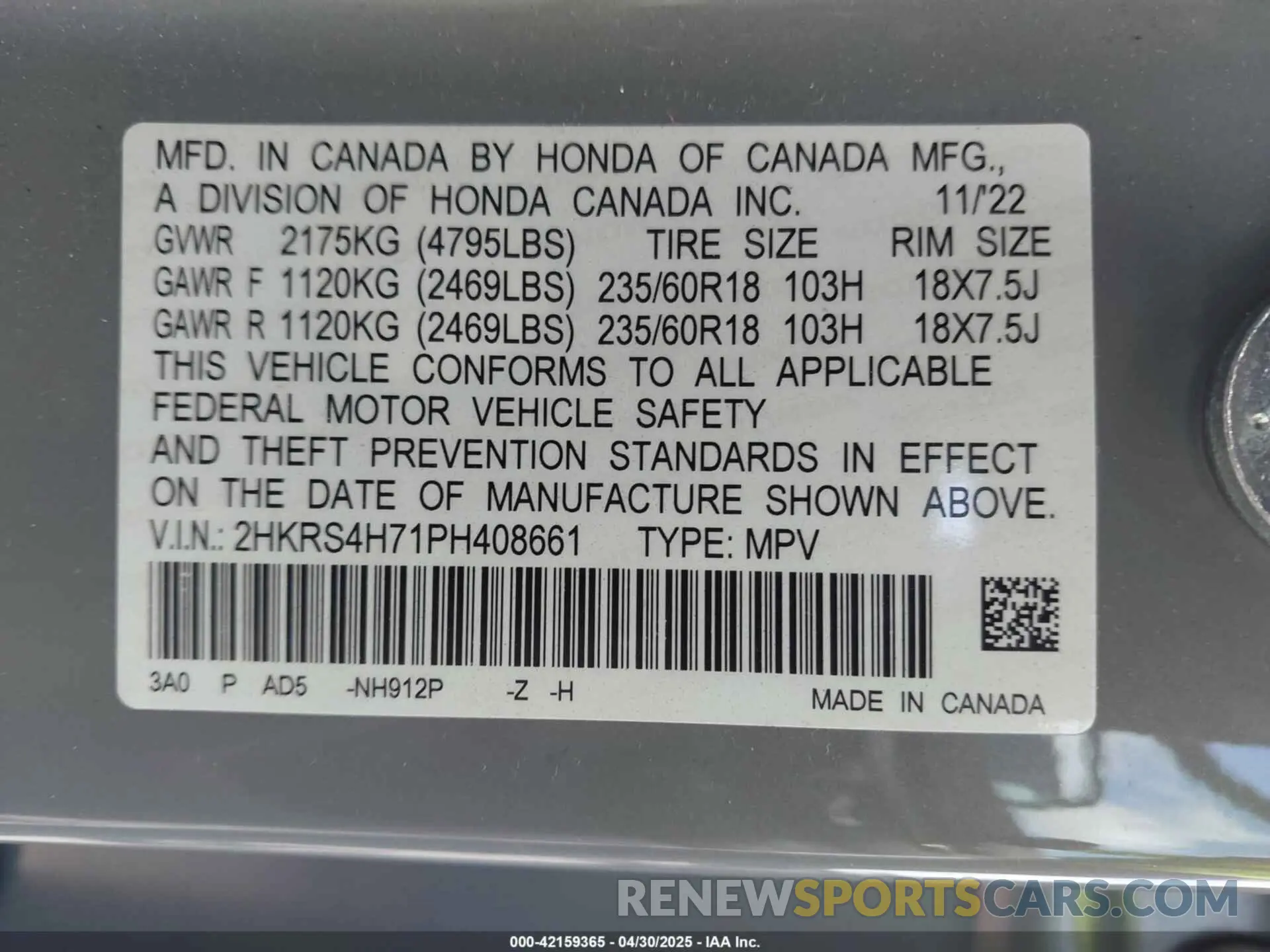 9 Photograph of a damaged car 2HKRS4H71PH408661 HONDA CR-V 2023