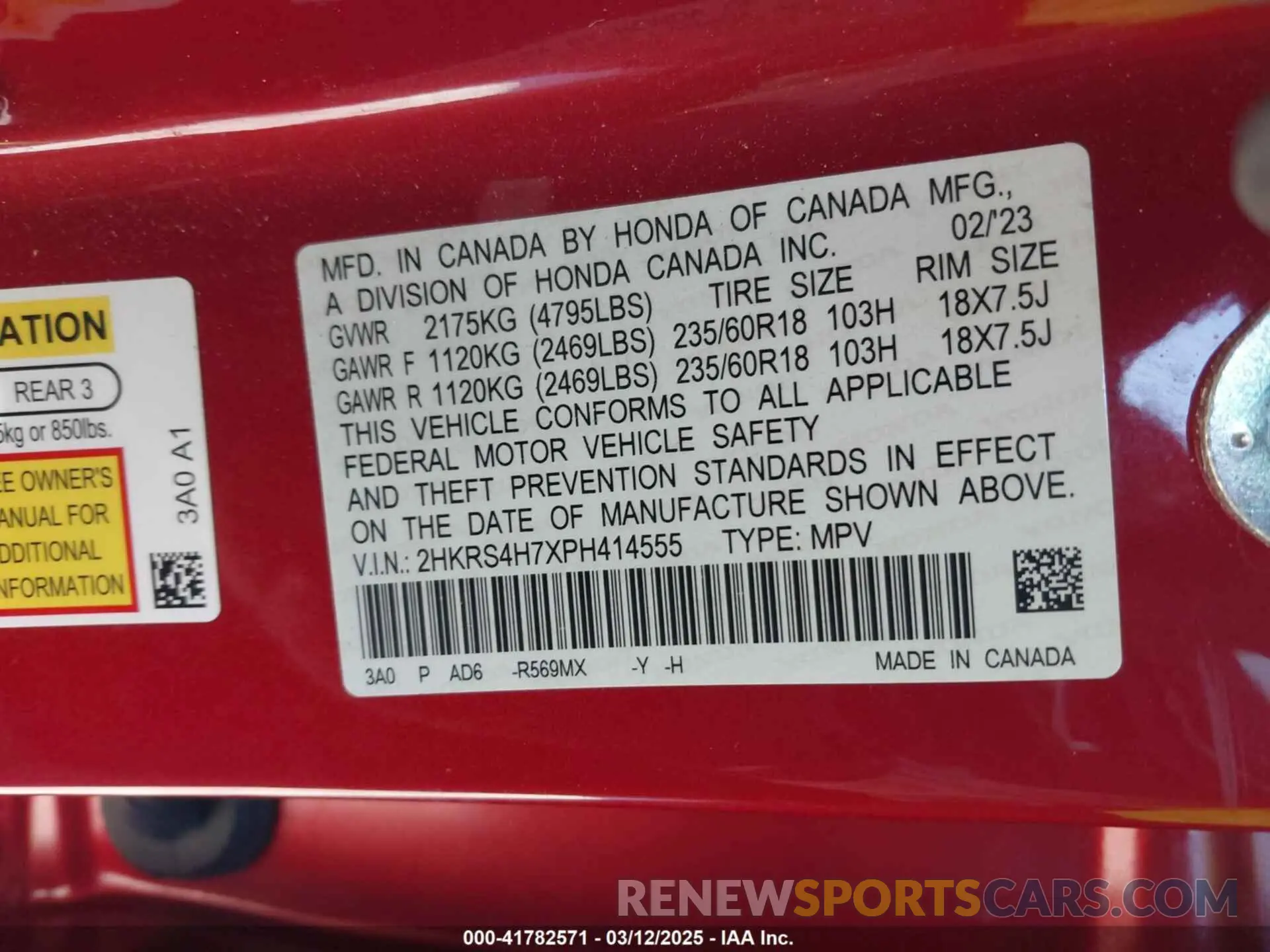 9 Photograph of a damaged car 2HKRS4H7XPH414555 HONDA CR-V 2023