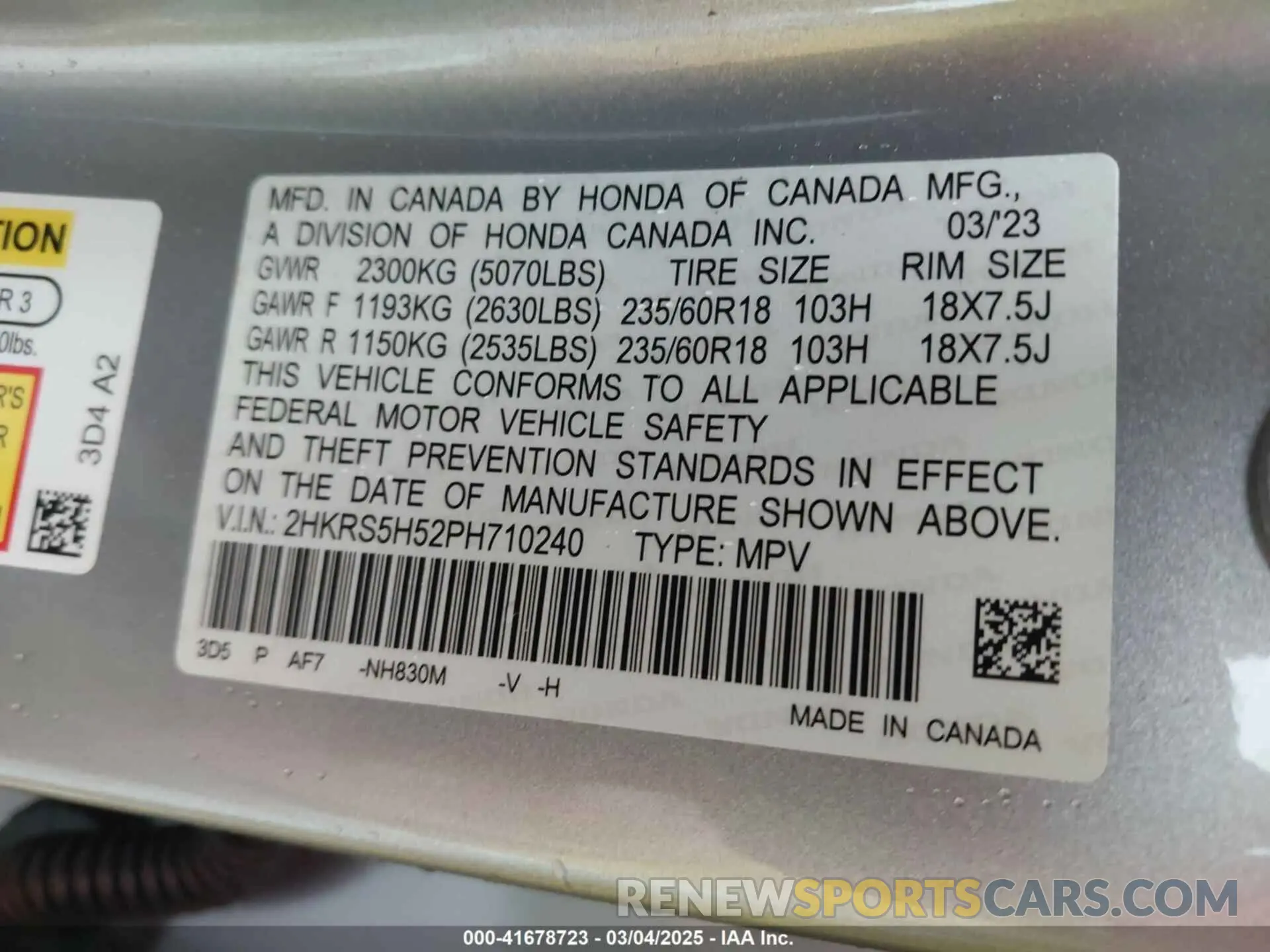9 Photograph of a damaged car 2HKRS5H52PH710240 HONDA CR-V 2023
