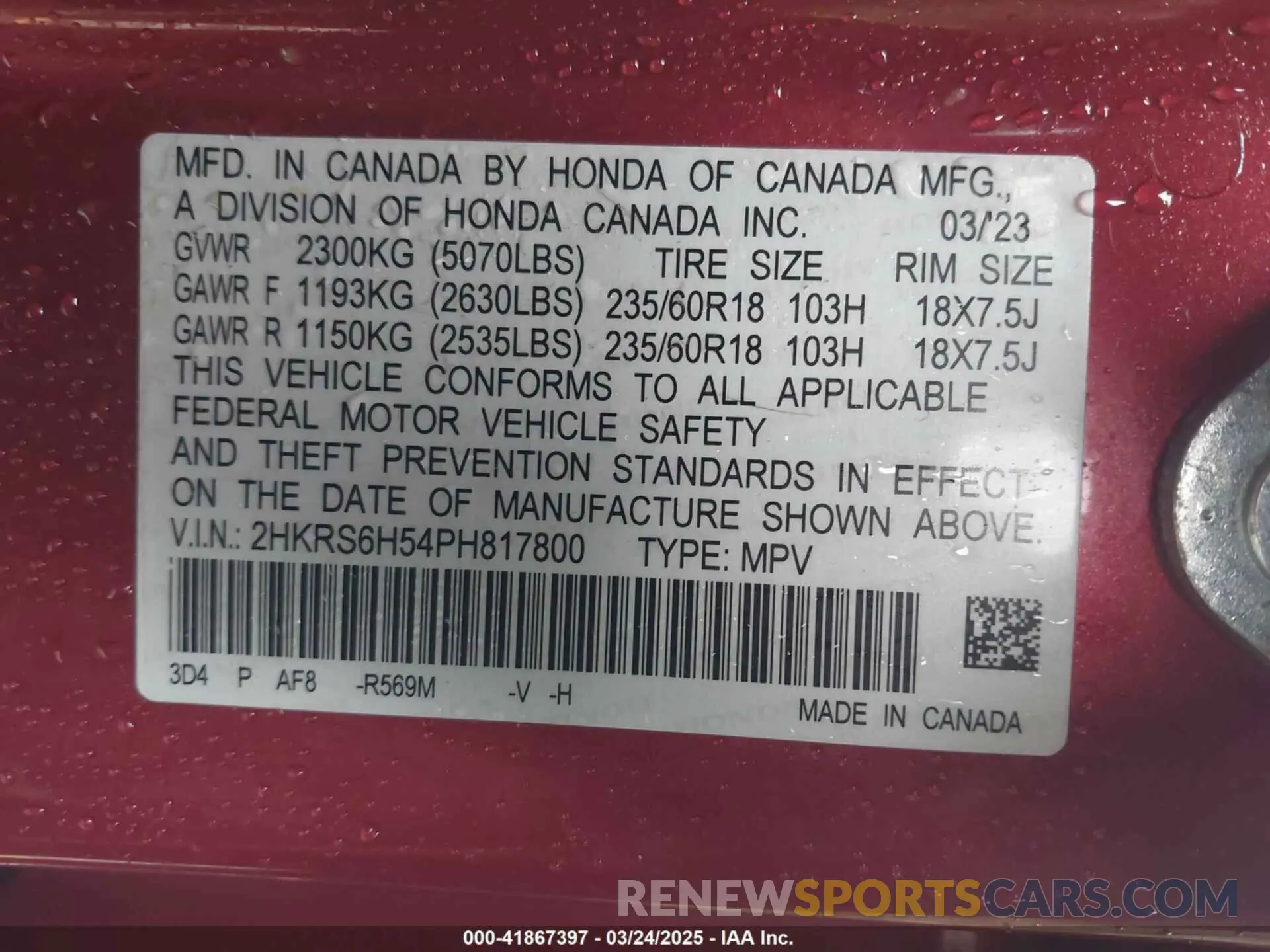 9 Photograph of a damaged car 2HKRS6H54PH817800 HONDA CR-V 2023