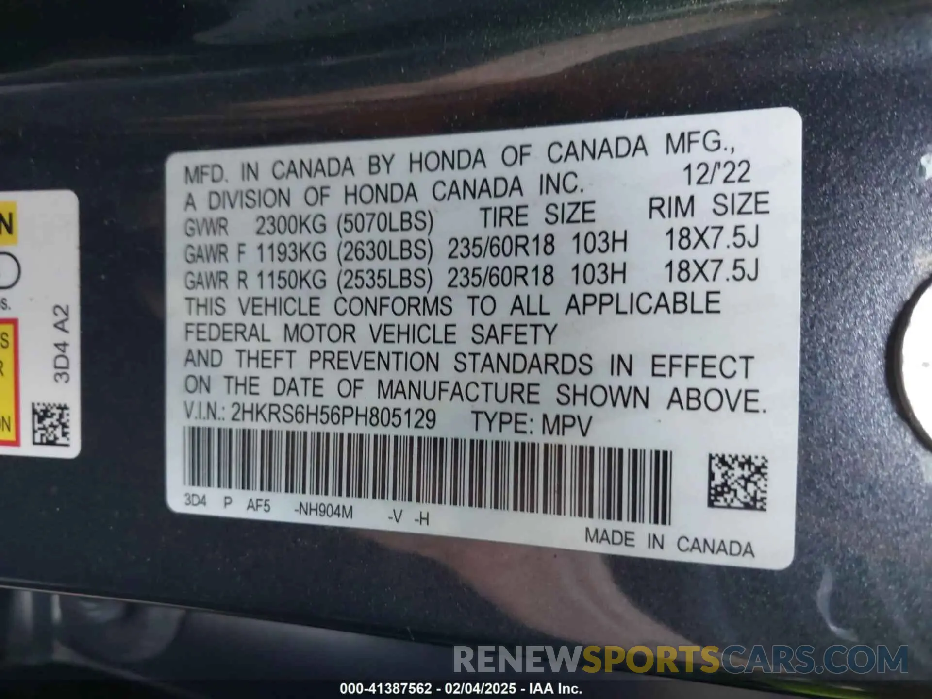 9 Photograph of a damaged car 2HKRS6H56PH805129 HONDA CR-V 2023