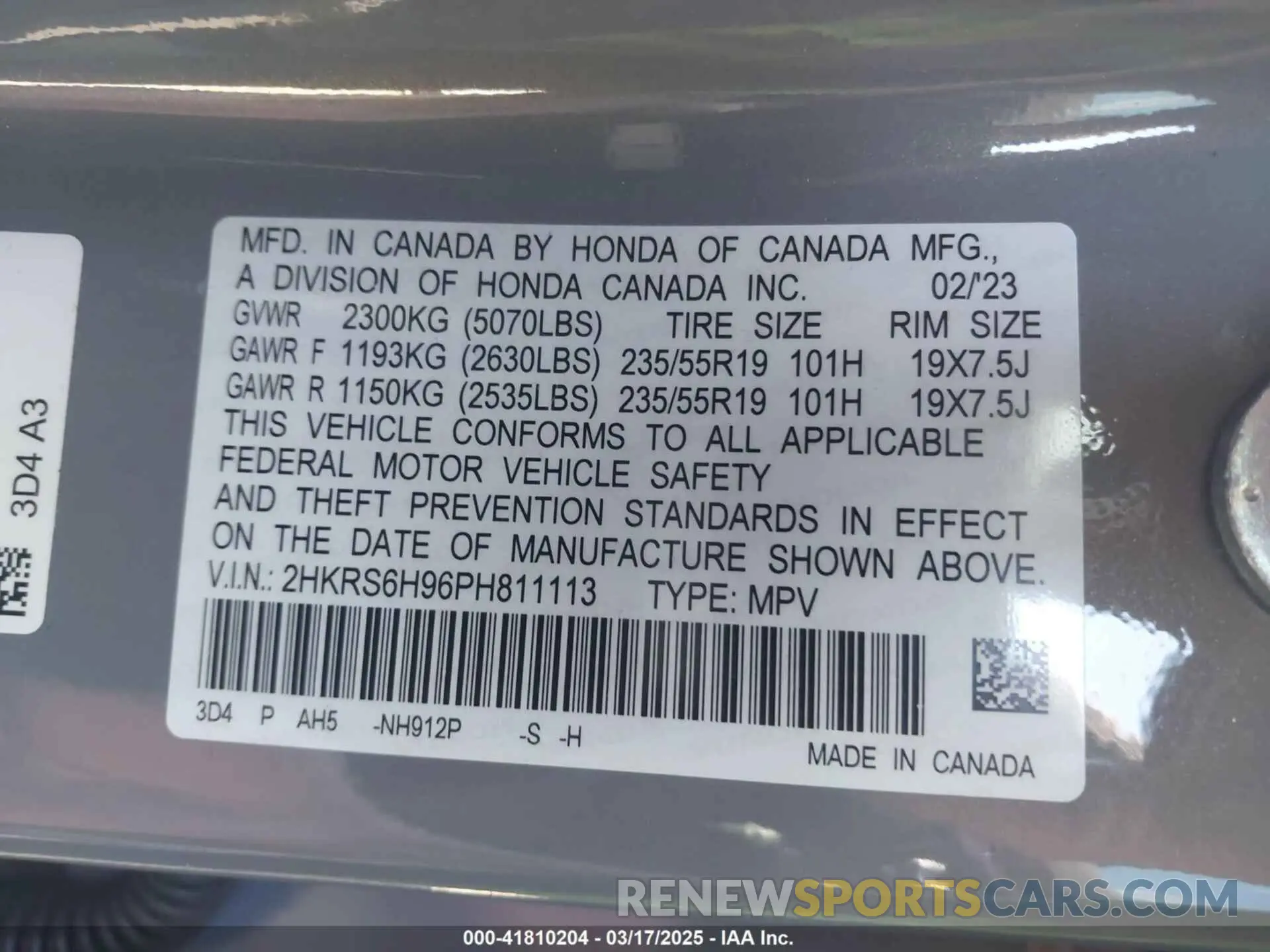 9 Photograph of a damaged car 2HKRS6H96PH811113 HONDA CR-V 2023