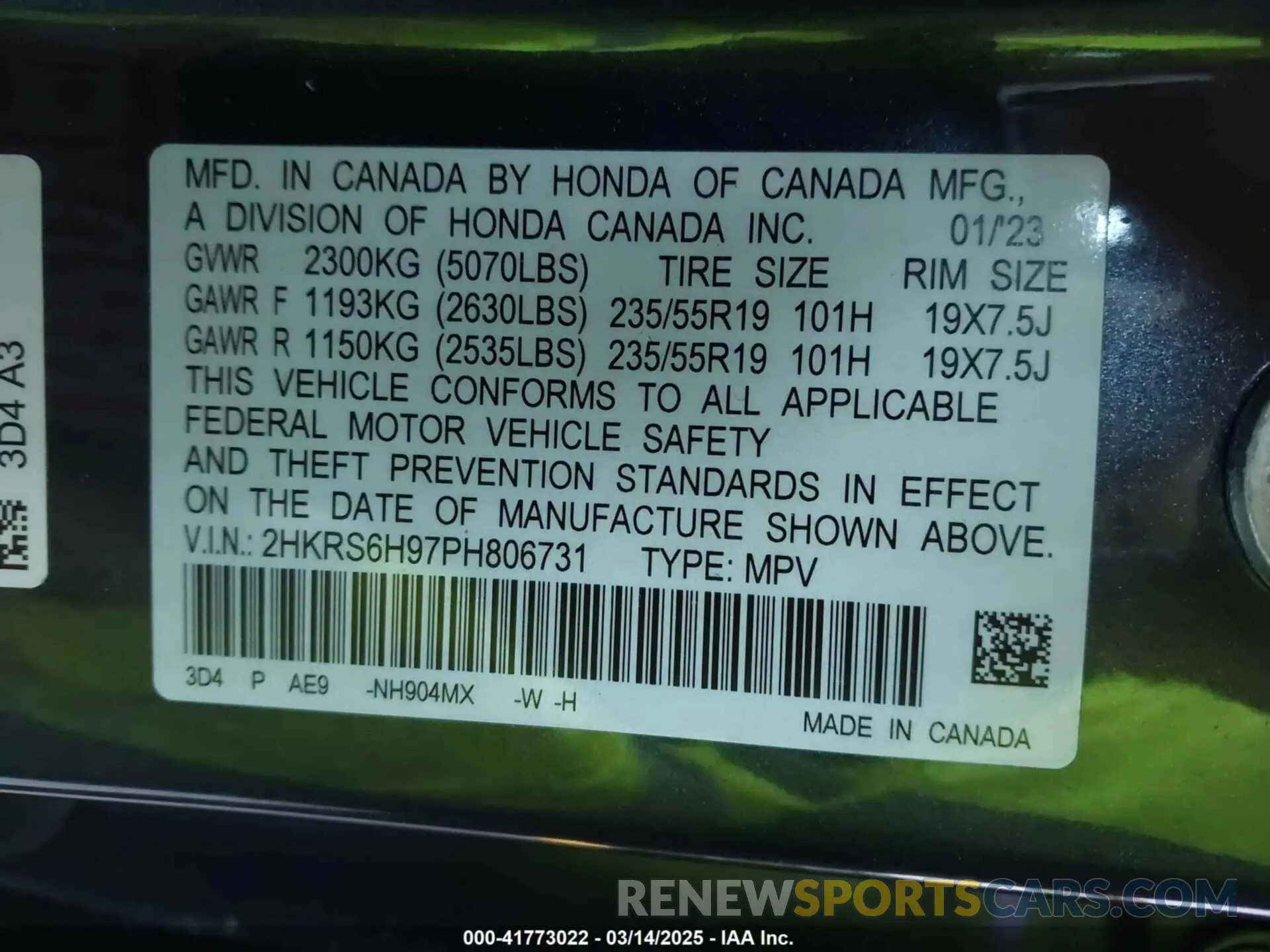 9 Photograph of a damaged car 2HKRS6H97PH806731 HONDA CR-V 2023