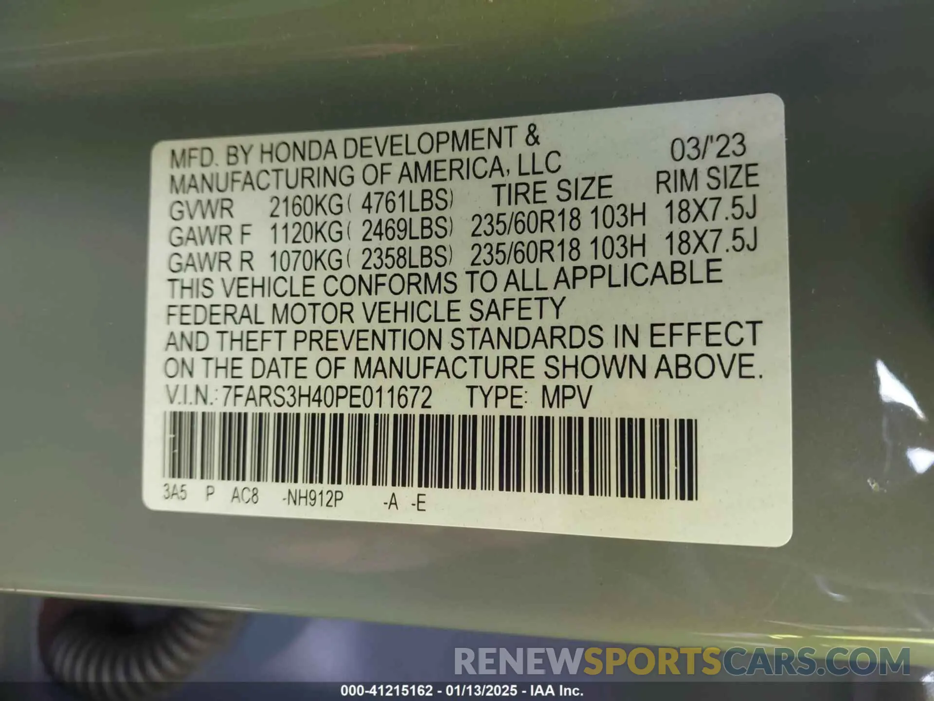 9 Photograph of a damaged car 7FARS3H40PE011672 HONDA CR-V 2023