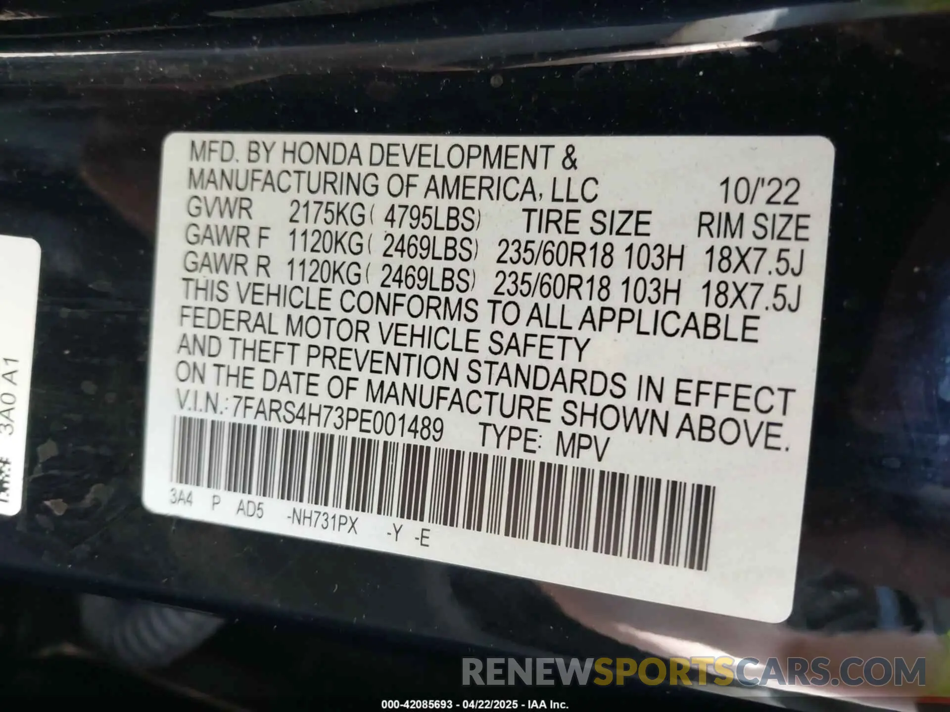 9 Photograph of a damaged car 7FARS4H73PE001489 HONDA CR-V 2023