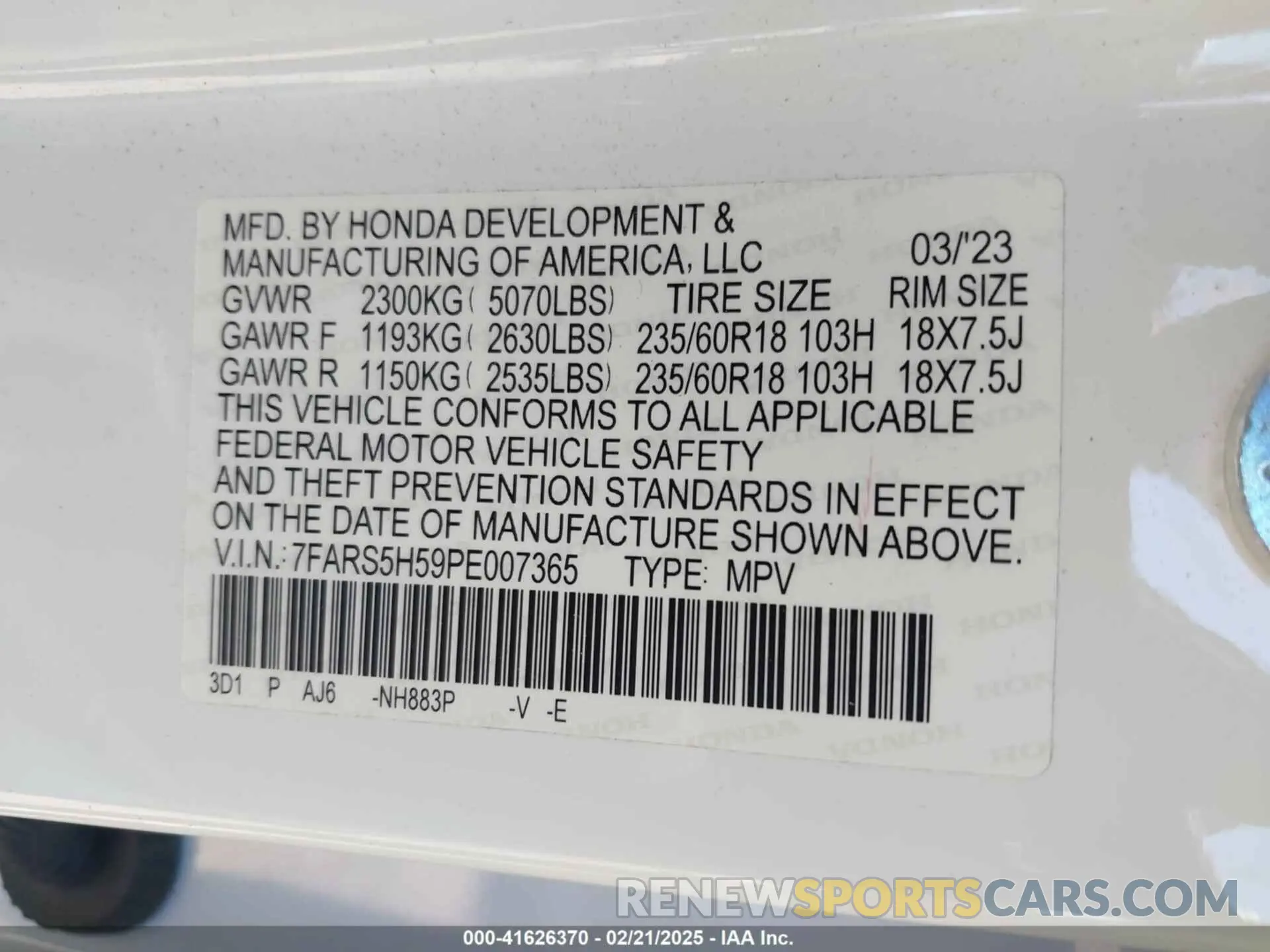 9 Photograph of a damaged car 7FARS5H59PE007365 HONDA CR-V 2023