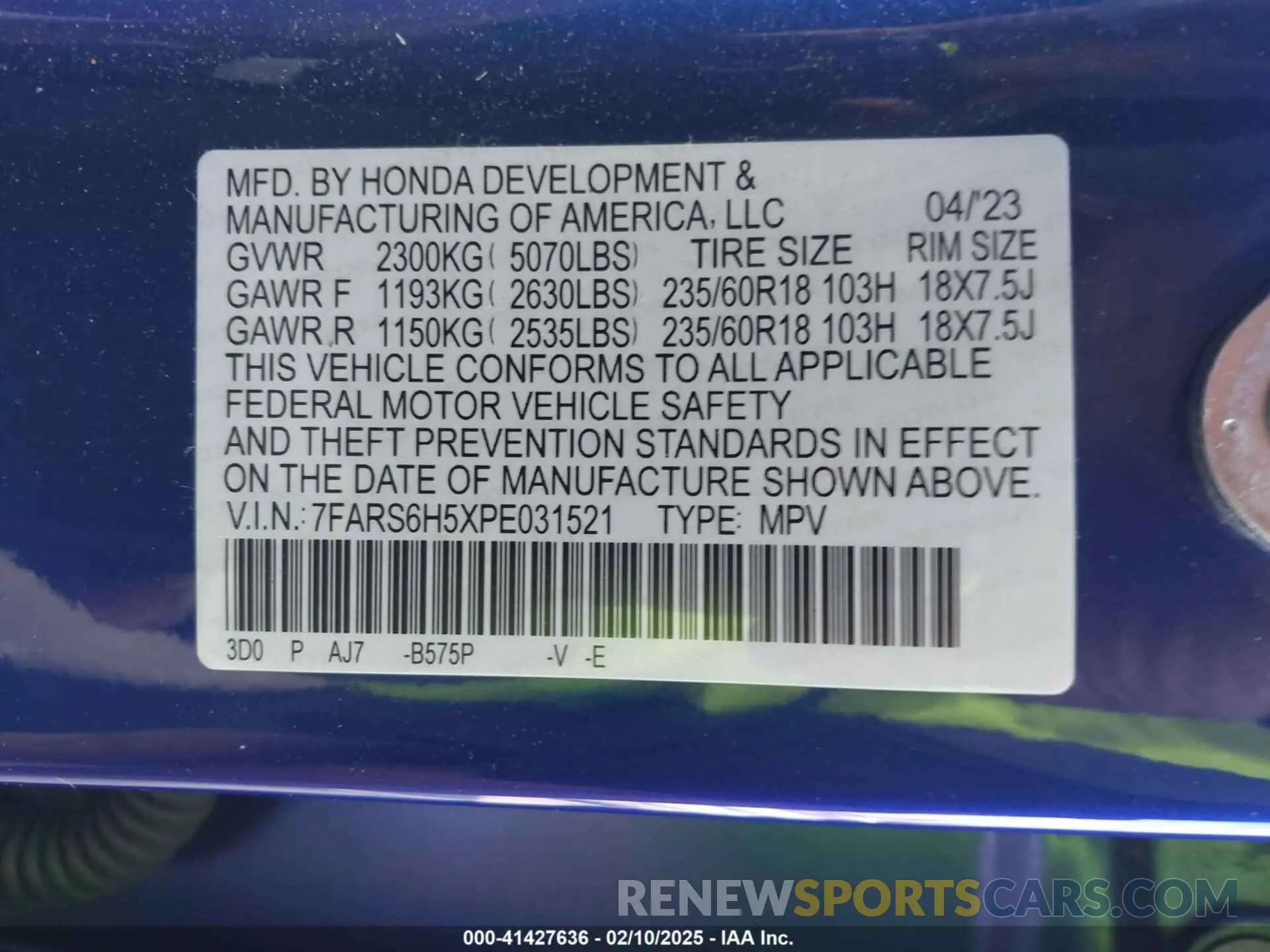 9 Photograph of a damaged car 7FARS6H5XPE031521 HONDA CR-V 2023