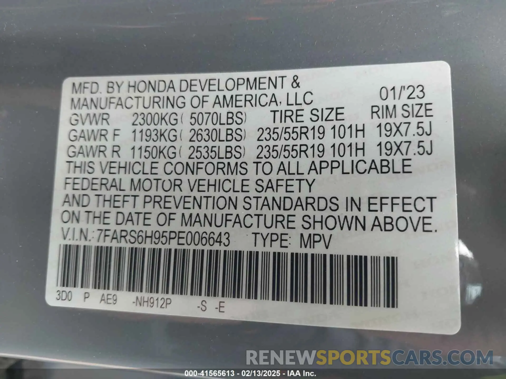9 Photograph of a damaged car 7FARS6H95PE006643 HONDA CR-V 2023