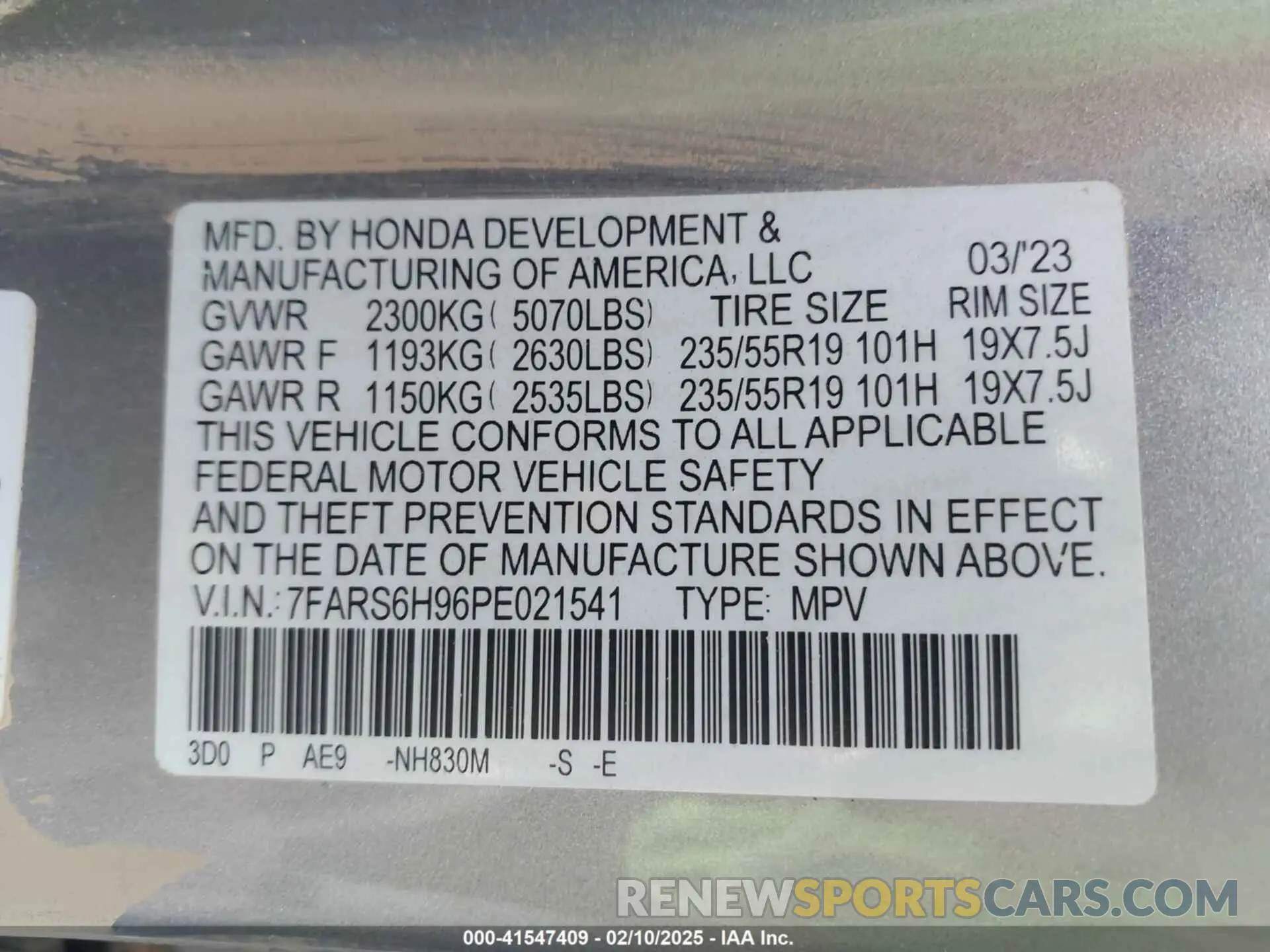 9 Photograph of a damaged car 7FARS6H96PE021541 HONDA CR-V 2023