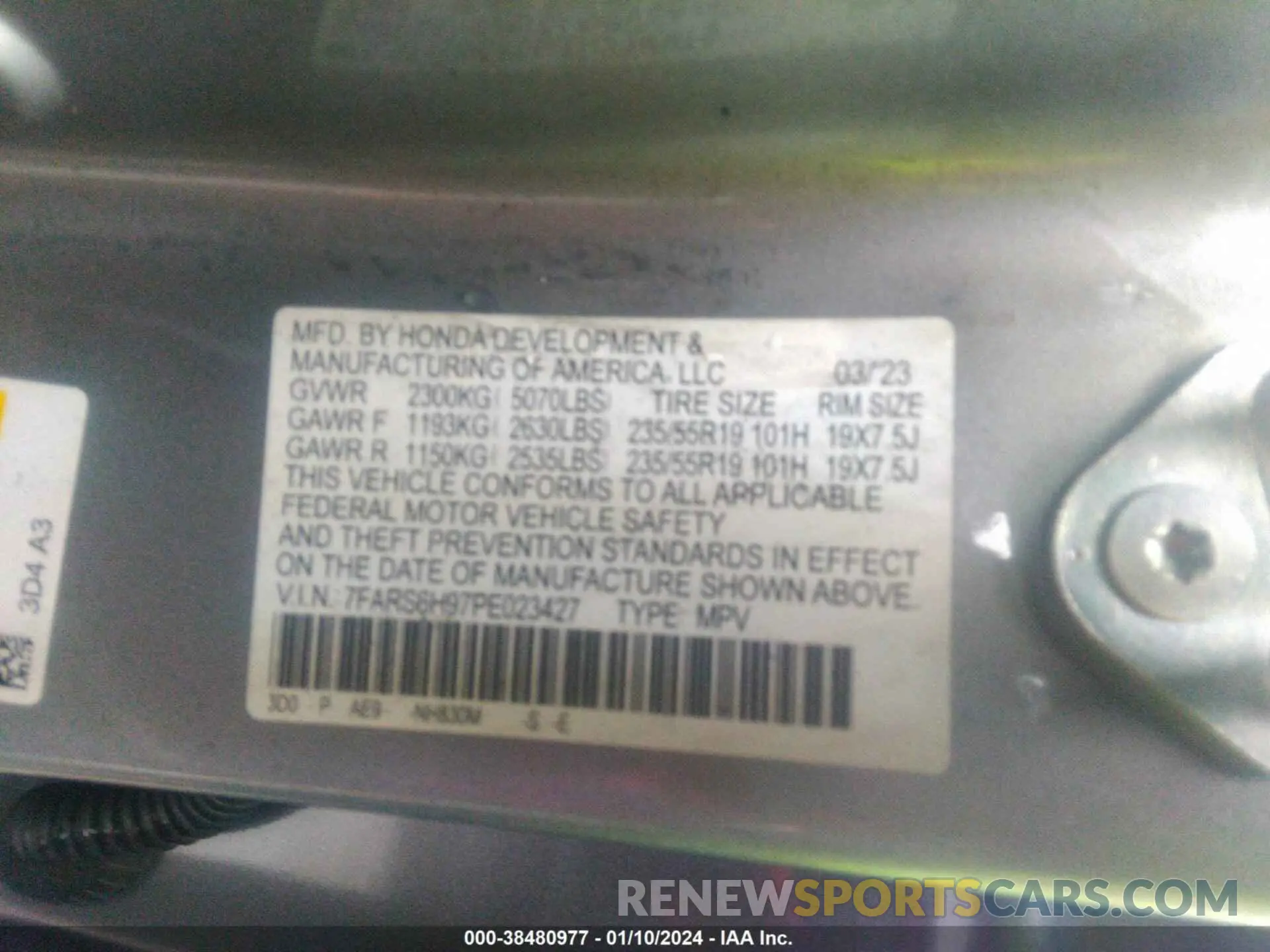 9 Photograph of a damaged car 7FARS6H97PE023427 HONDA CR-V 2023