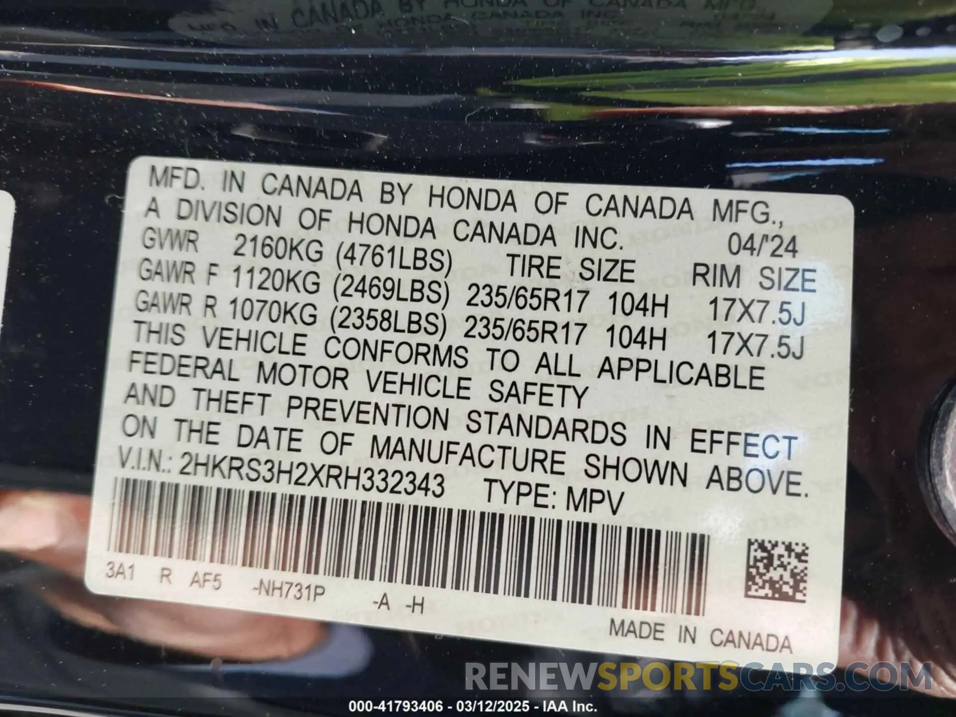 9 Photograph of a damaged car 2HKRS3H2XRH332343 HONDA CR-V 2024