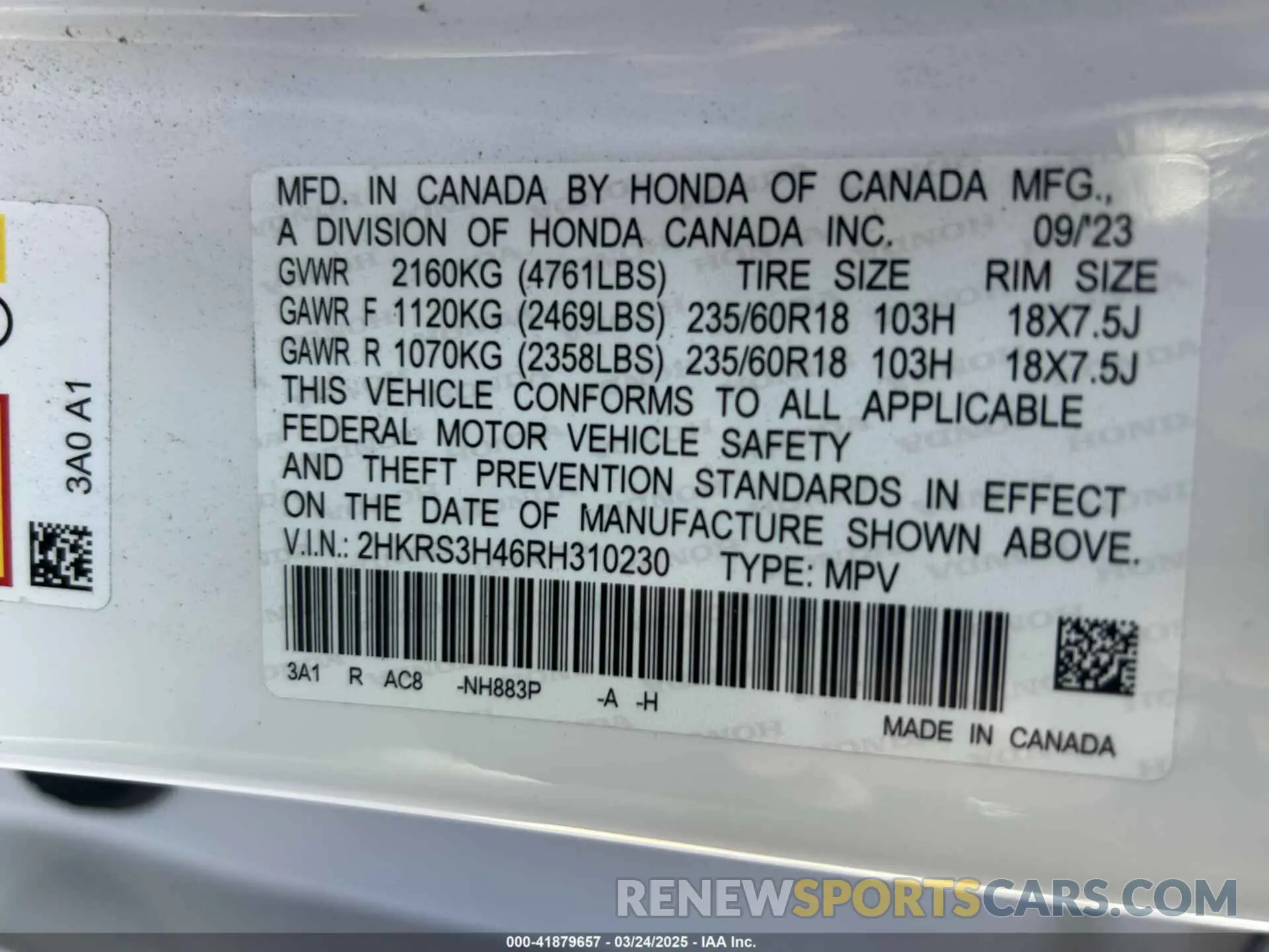 9 Photograph of a damaged car 2HKRS3H46RH310230 HONDA CR-V 2024