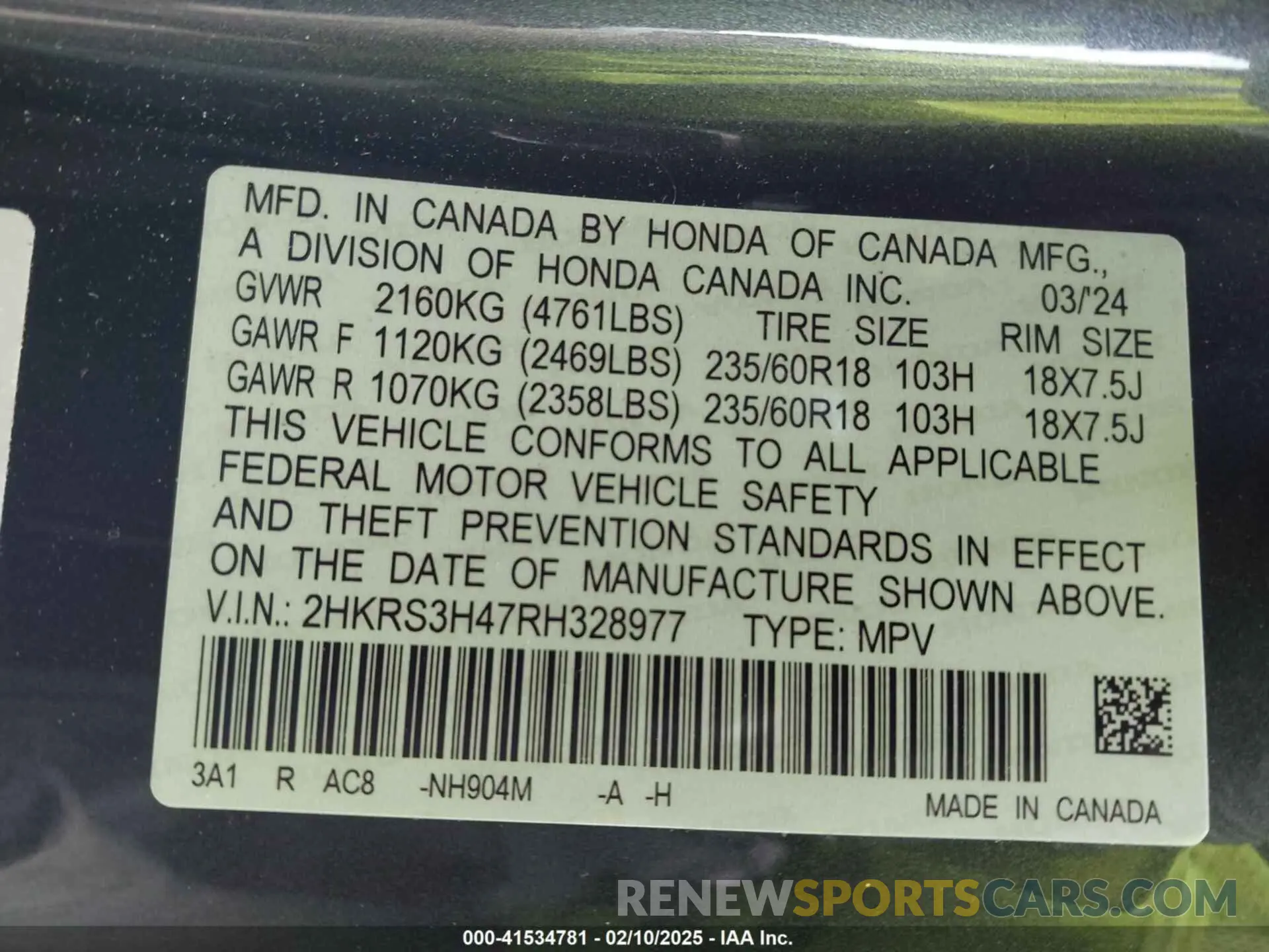 9 Photograph of a damaged car 2HKRS3H47RH328977 HONDA CR-V 2024
