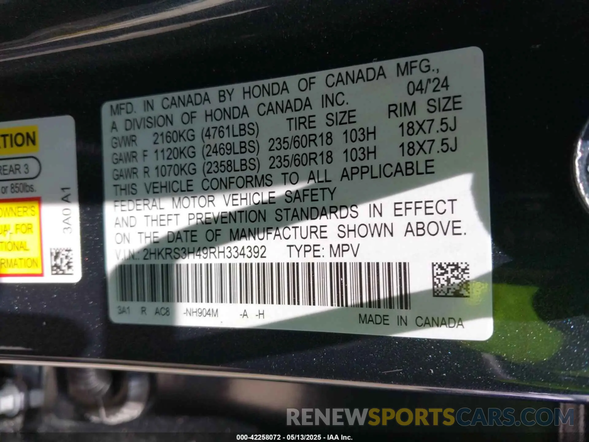 9 Photograph of a damaged car 2HKRS3H49RH334392 HONDA CR-V 2024