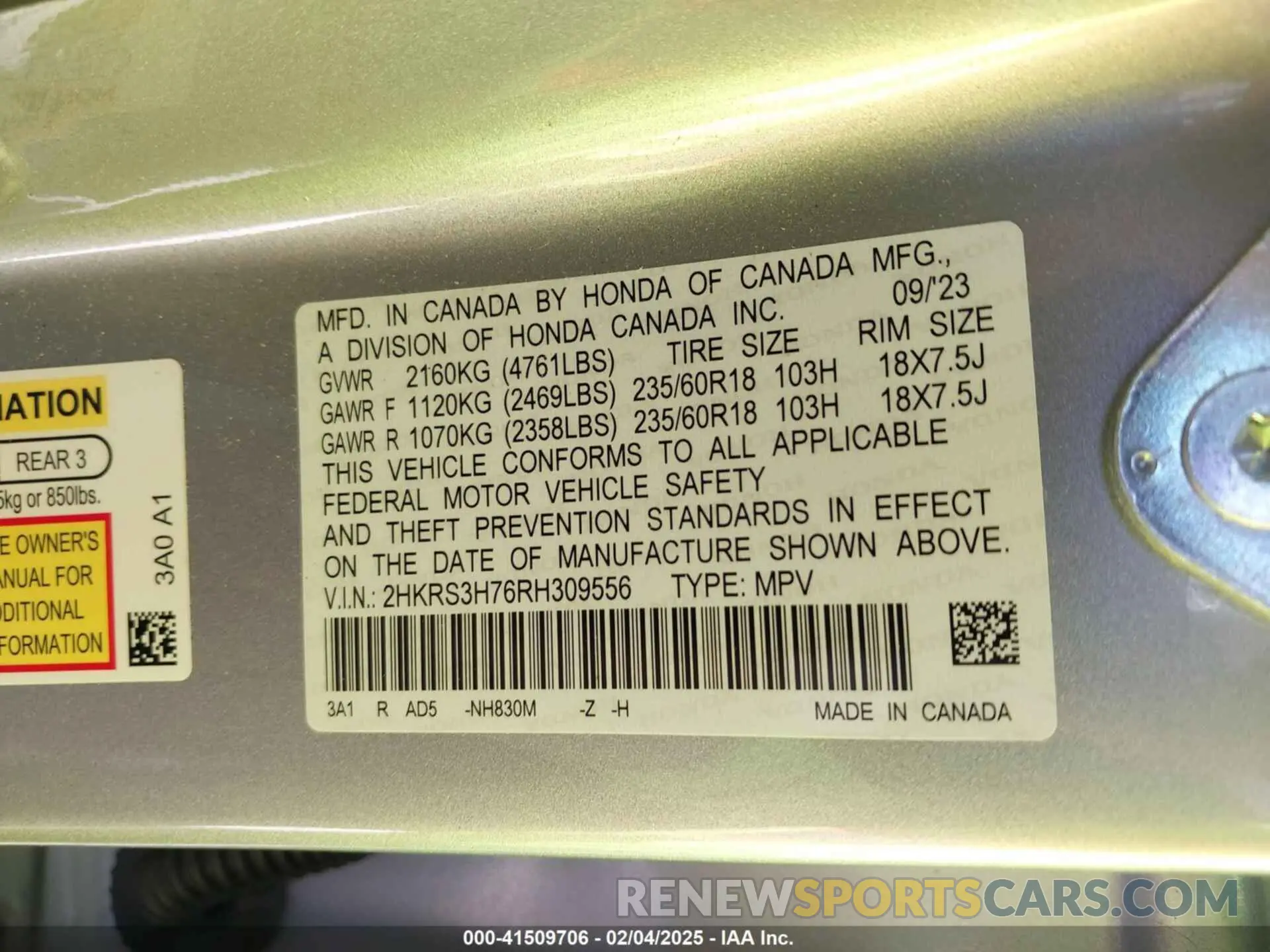 9 Photograph of a damaged car 2HKRS3H76RH309556 HONDA CR-V 2024