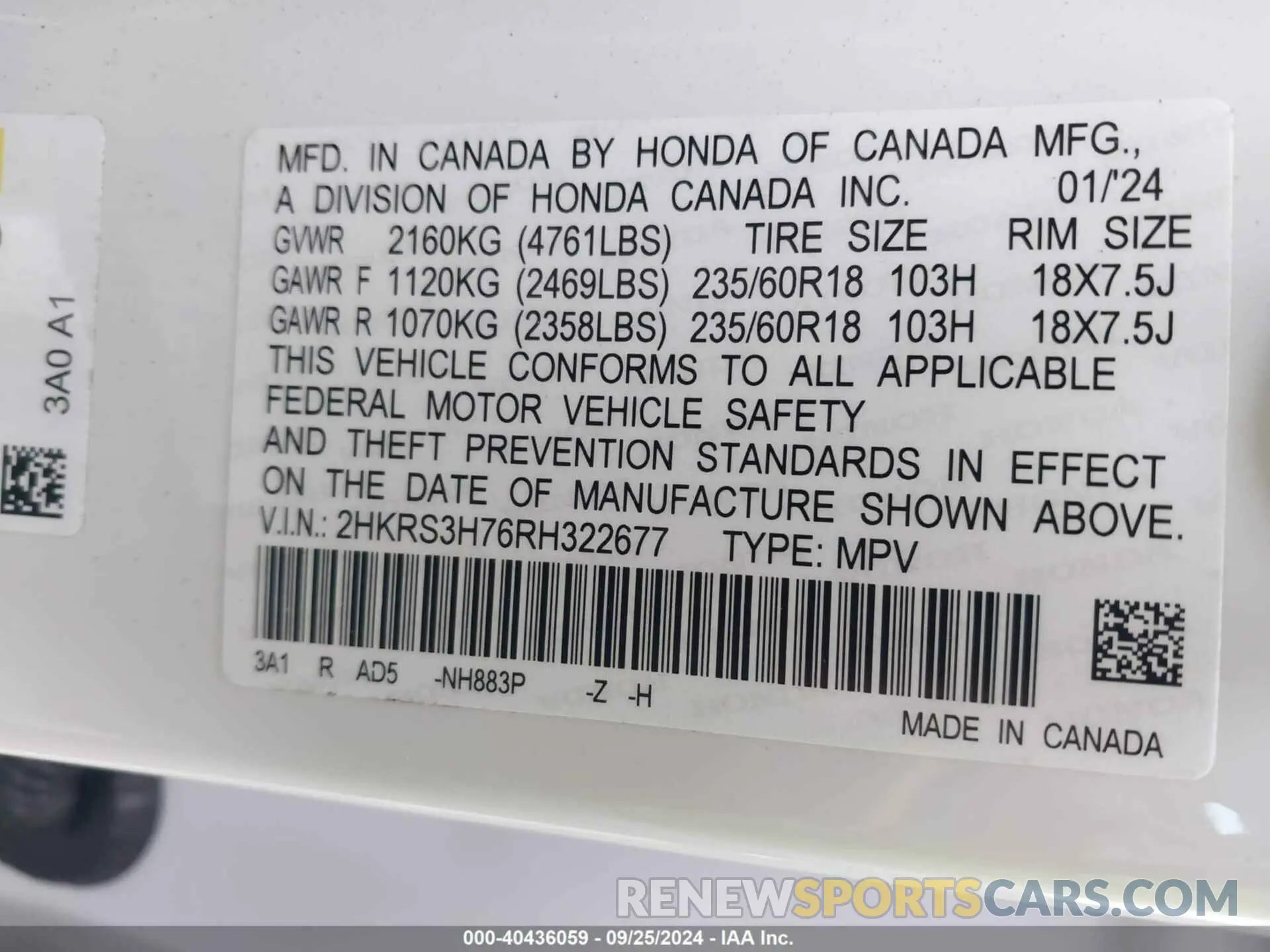 9 Photograph of a damaged car 2HKRS3H76RH322677 HONDA CR-V 2024