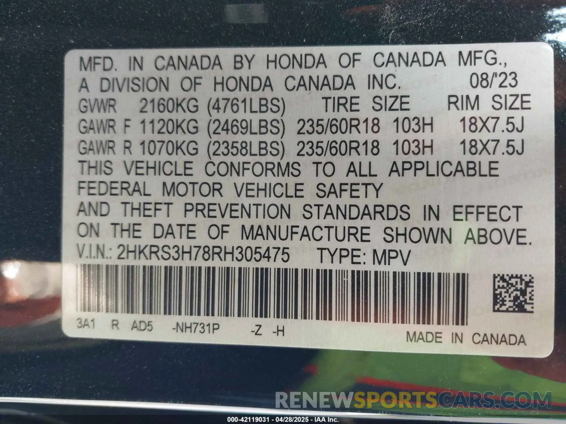 9 Photograph of a damaged car 2HKRS3H78RH305475 HONDA CR-V 2024