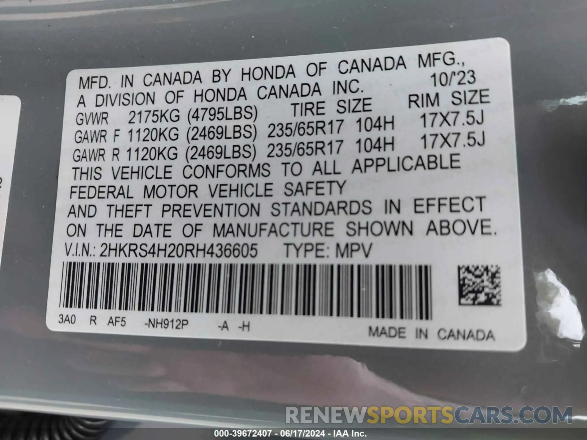 9 Photograph of a damaged car 2HKRS4H20RH436605 HONDA CR-V 2024
