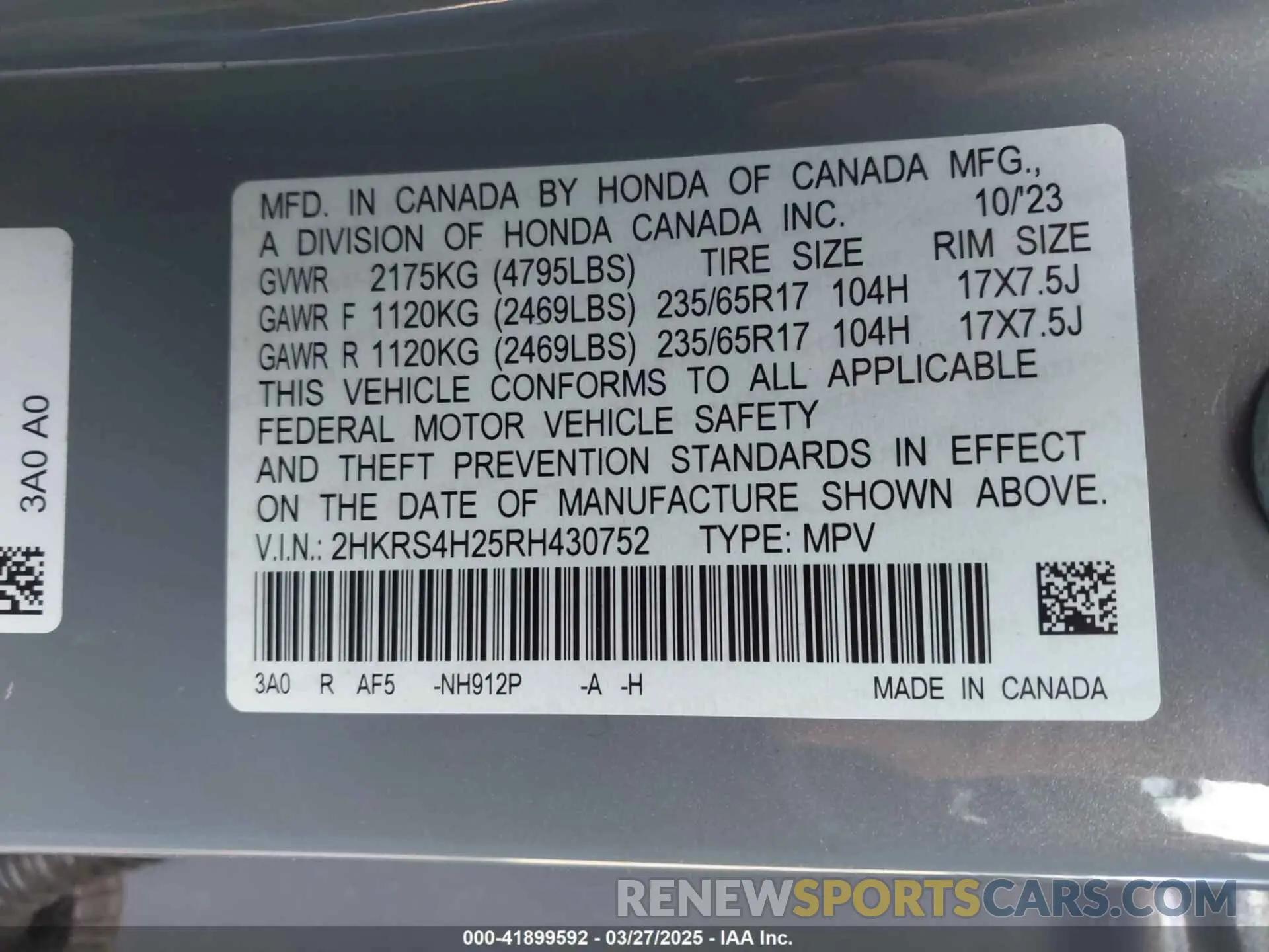 9 Photograph of a damaged car 2HKRS4H25RH430752 HONDA CR-V 2024