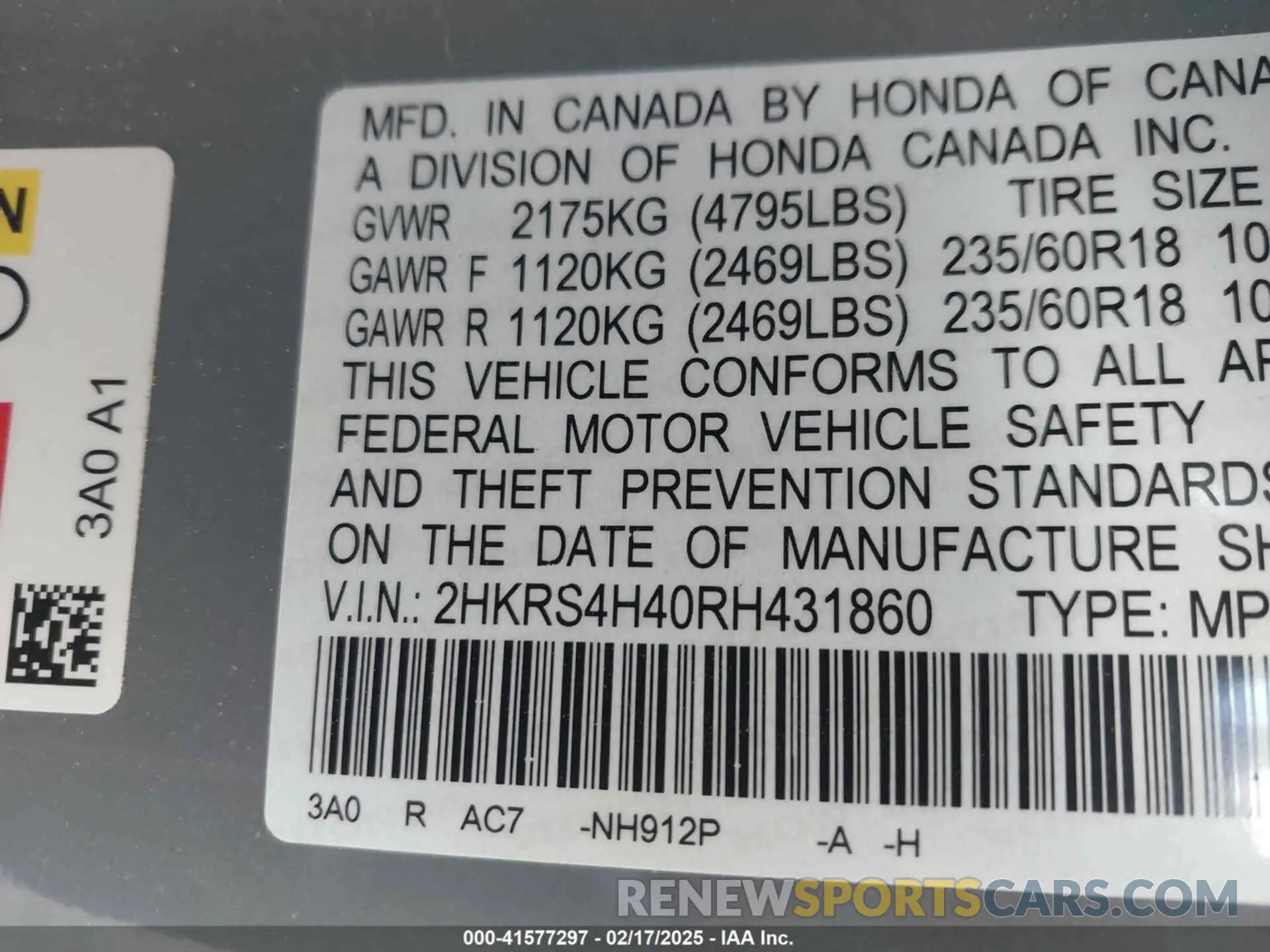 9 Photograph of a damaged car 2HKRS4H40RH431860 HONDA CR-V 2024