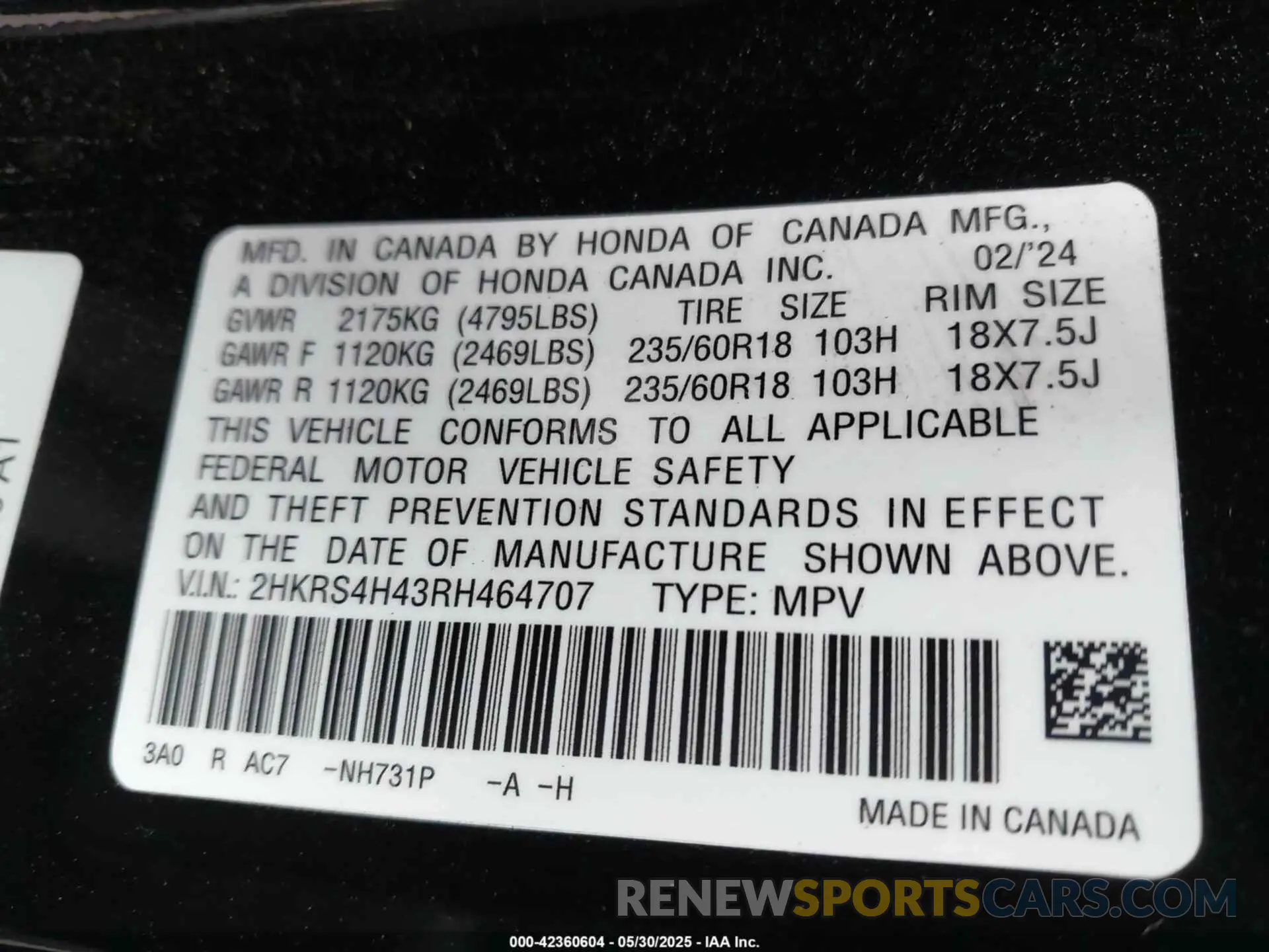 9 Photograph of a damaged car 2HKRS4H43RH464707 HONDA CR-V 2024