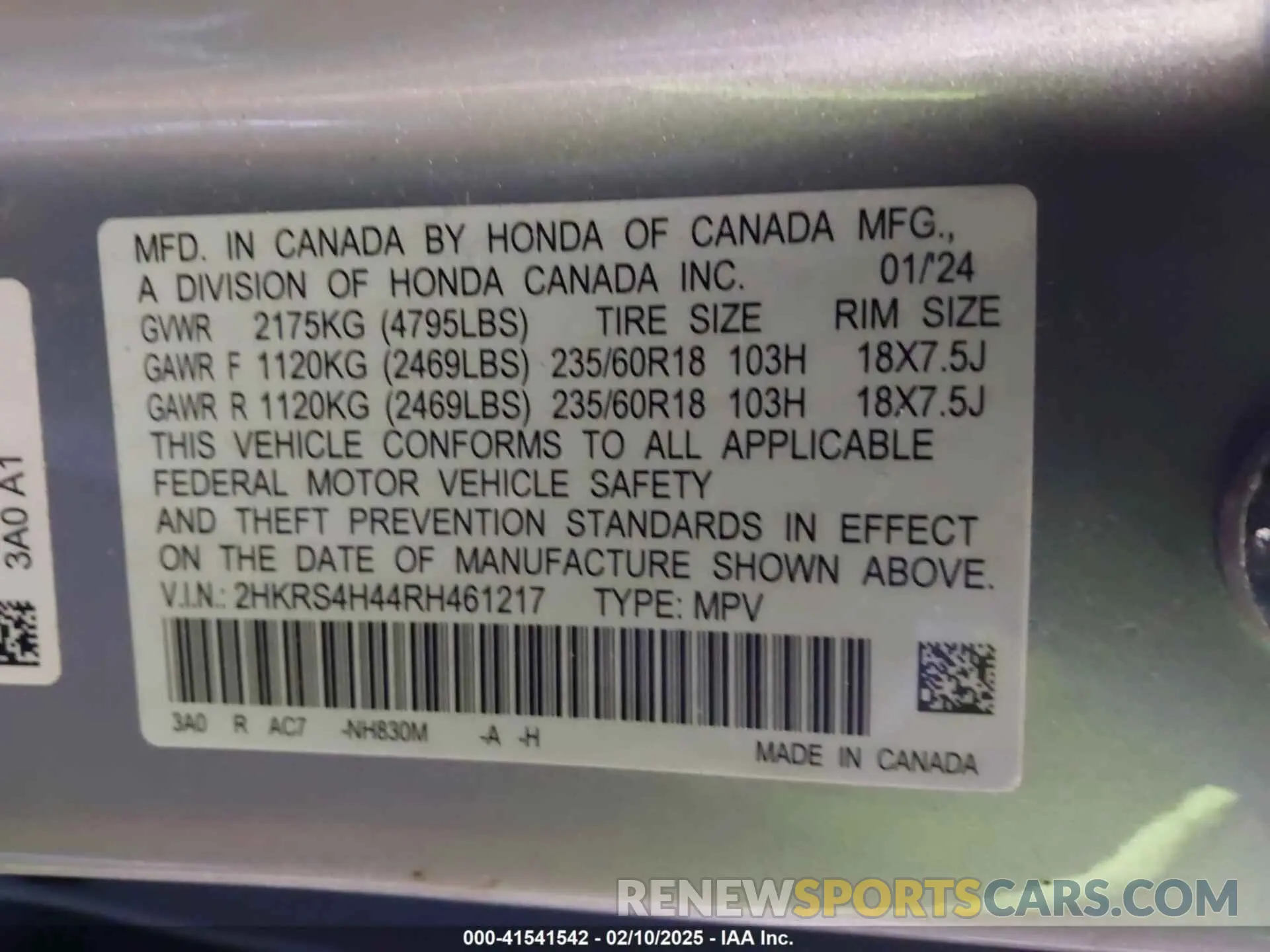 9 Photograph of a damaged car 2HKRS4H44RH461217 HONDA CR-V 2024