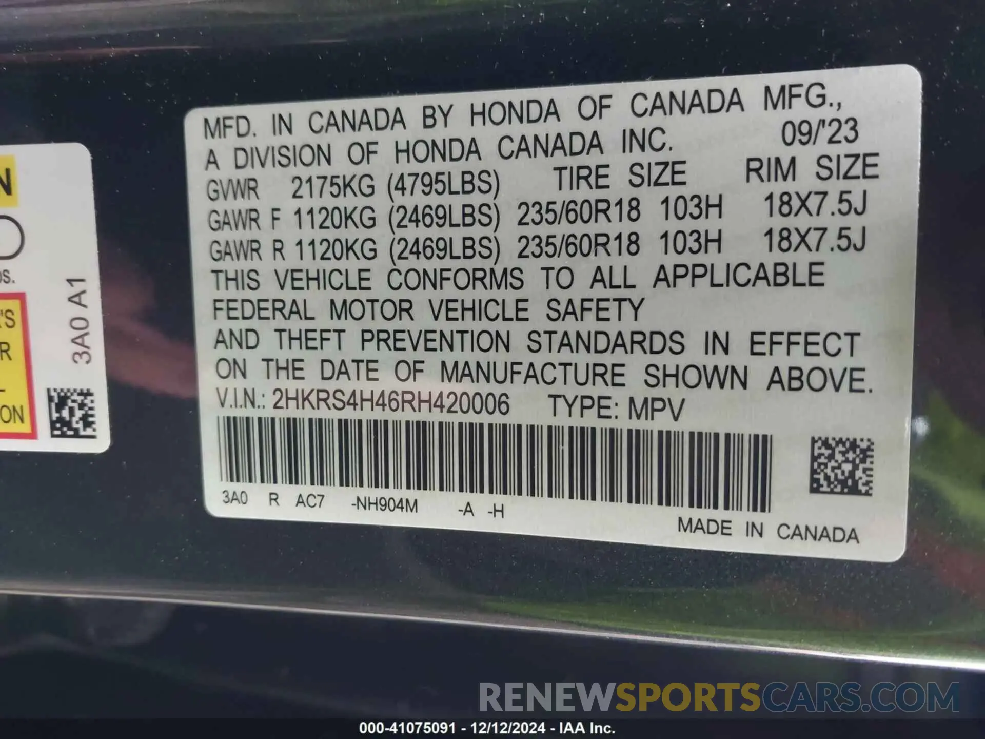 9 Photograph of a damaged car 2HKRS4H46RH420006 HONDA CR-V 2024
