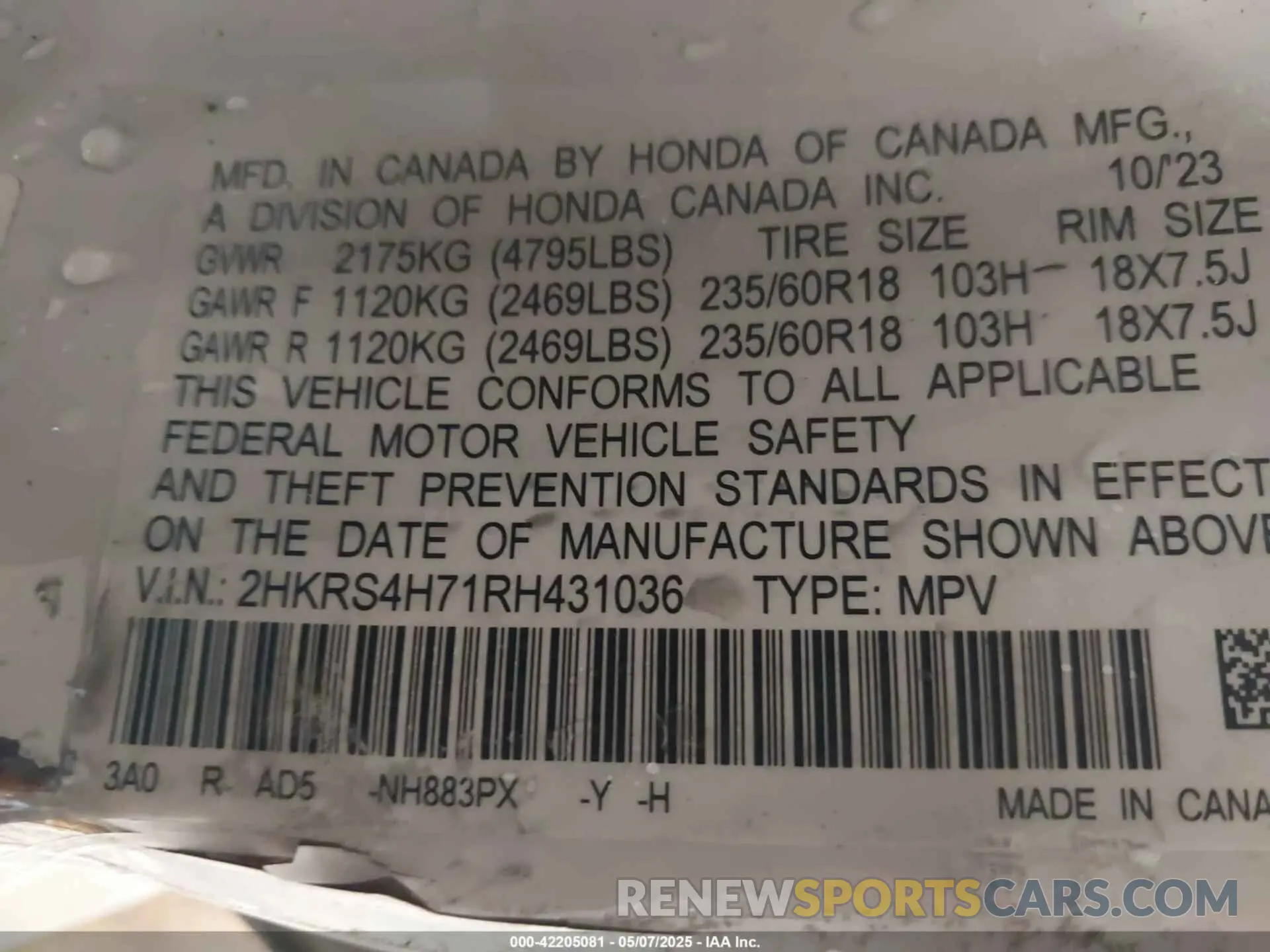 9 Photograph of a damaged car 2HKRS4H71RH431036 HONDA CR-V 2024