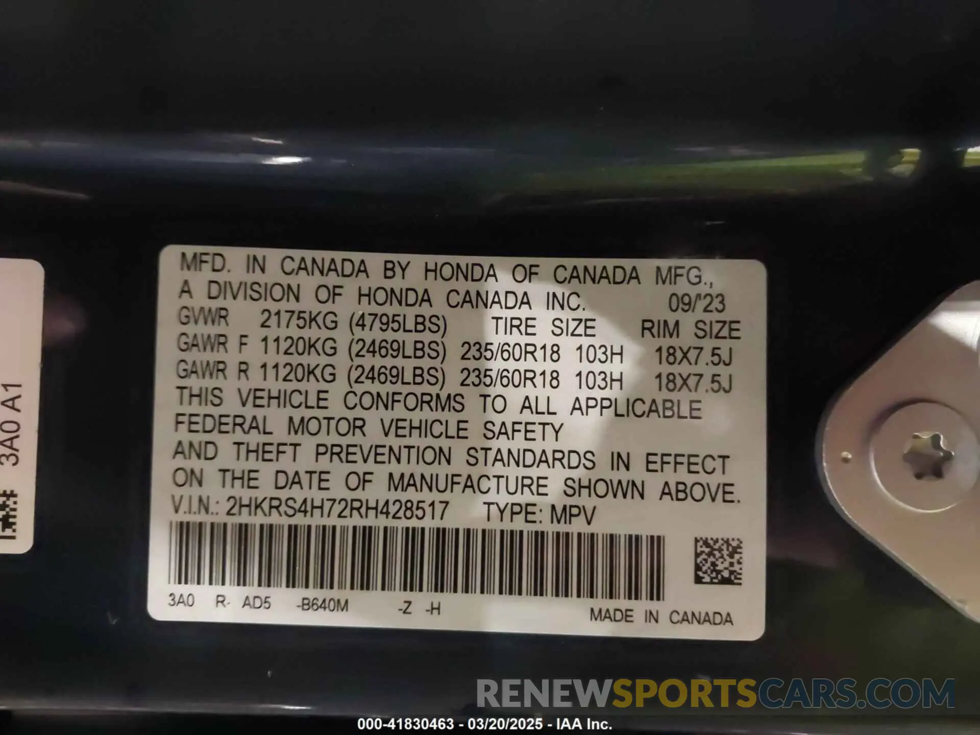 9 Photograph of a damaged car 2HKRS4H72RH428517 HONDA CR-V 2024