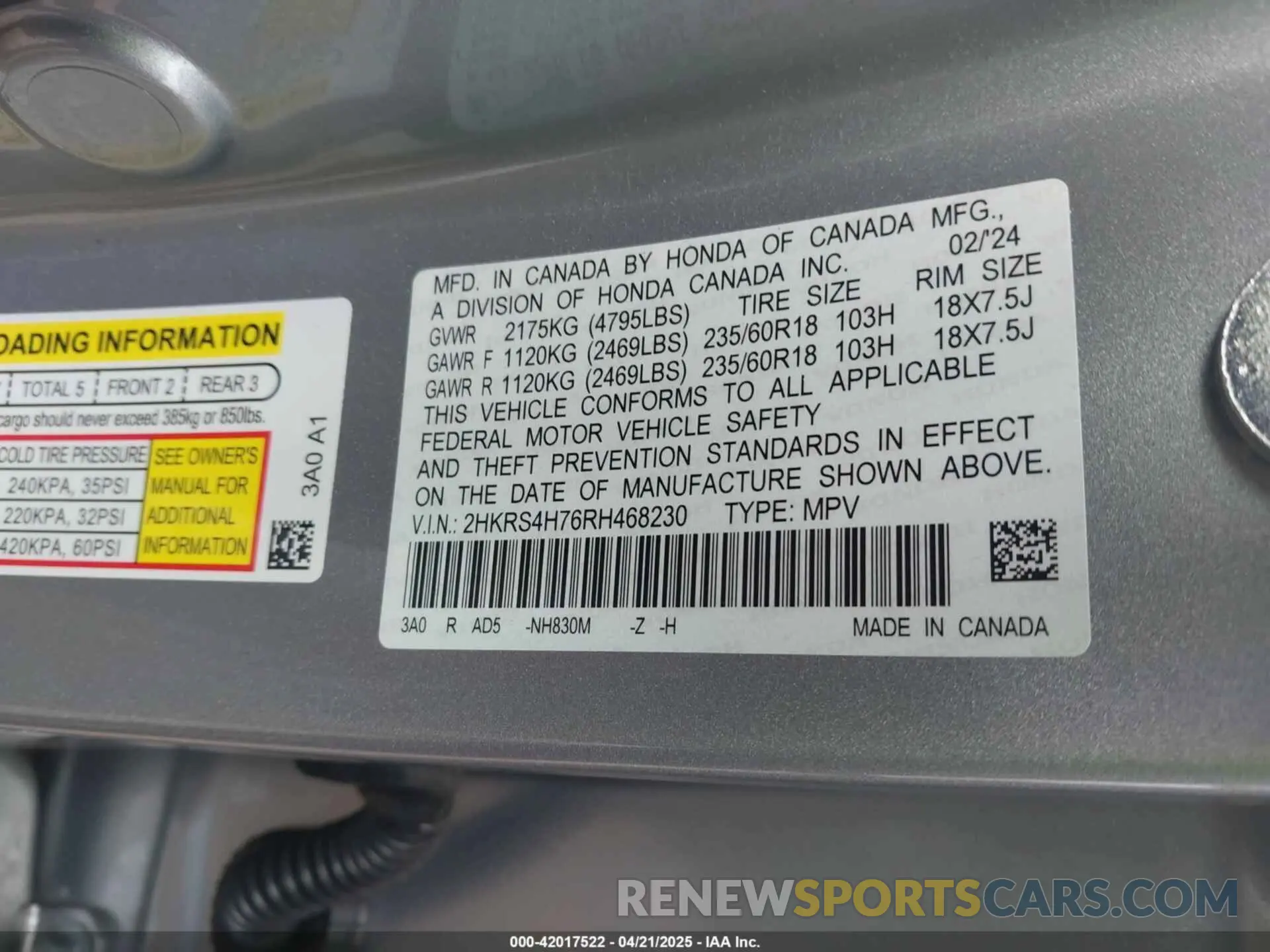 9 Photograph of a damaged car 2HKRS4H76RH468230 HONDA CR-V 2024