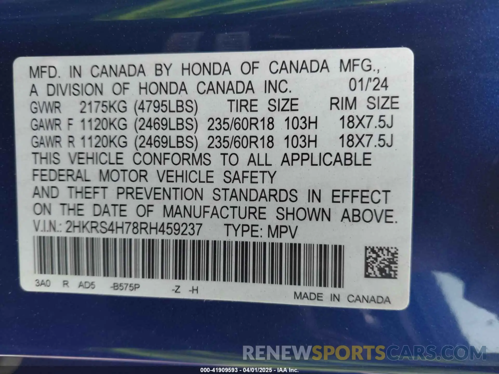 9 Photograph of a damaged car 2HKRS4H78RH459237 HONDA CR-V 2024