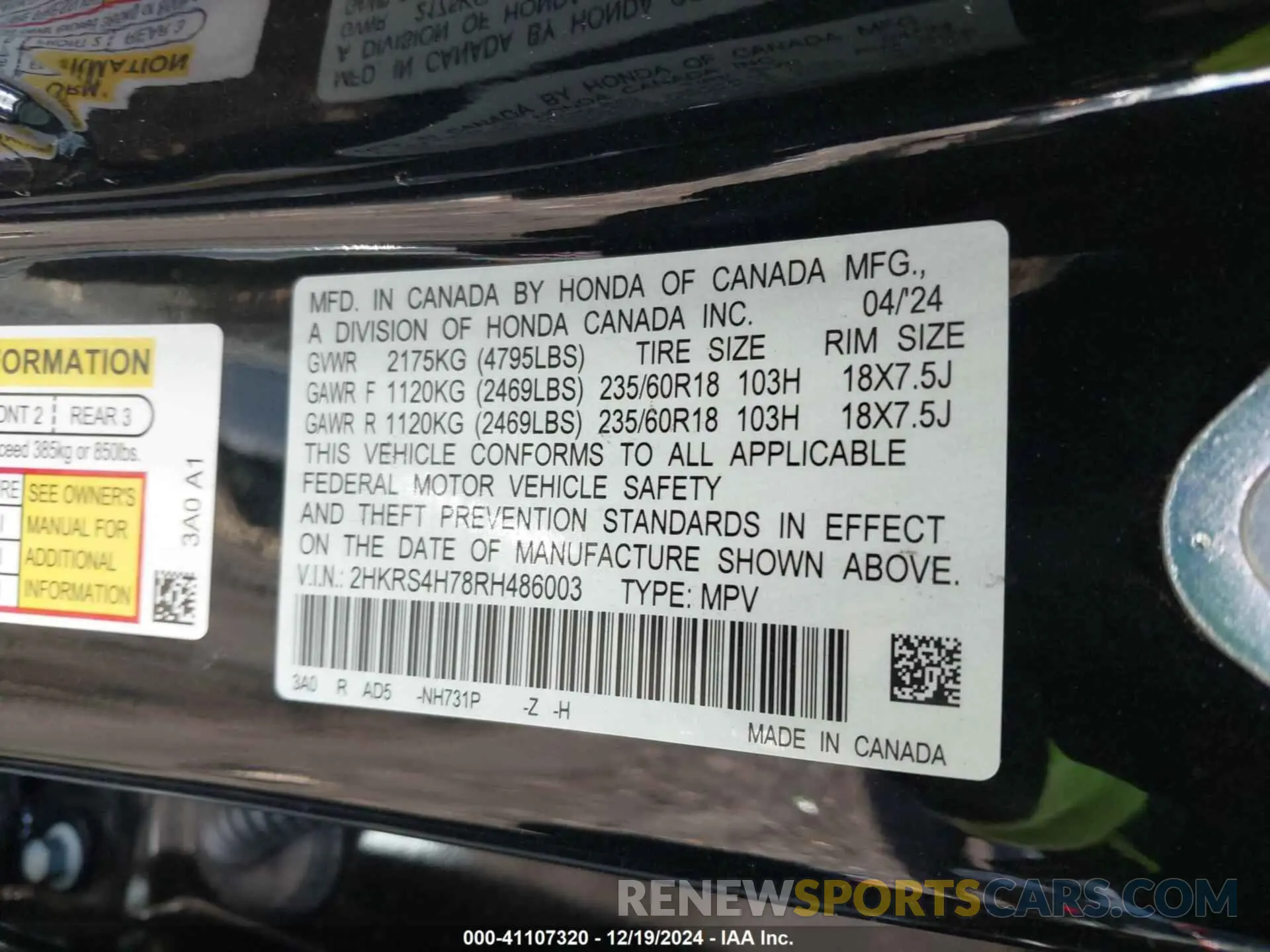 9 Photograph of a damaged car 2HKRS4H78RH486003 HONDA CR-V 2024
