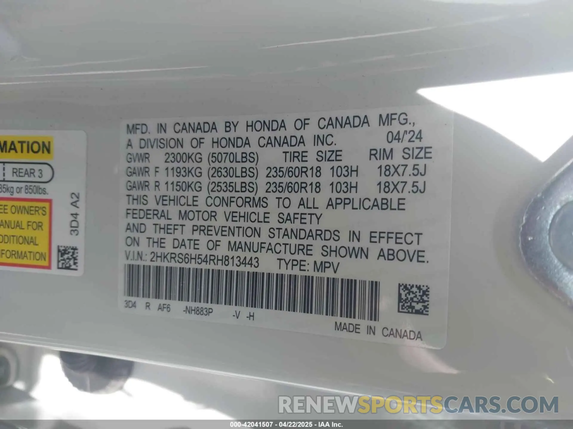 9 Photograph of a damaged car 2HKRS6H54RH813443 HONDA CR-V 2024
