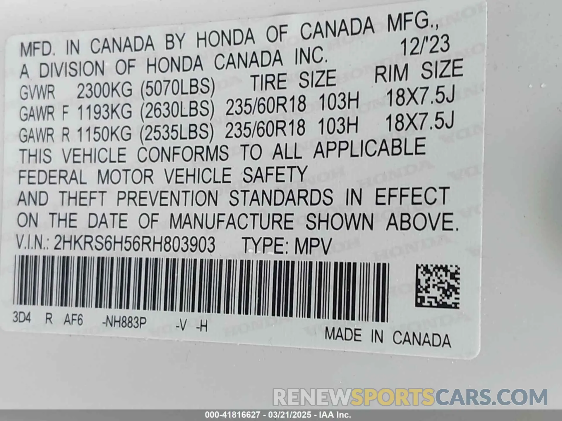 9 Photograph of a damaged car 2HKRS6H56RH803903 HONDA CR-V 2024
