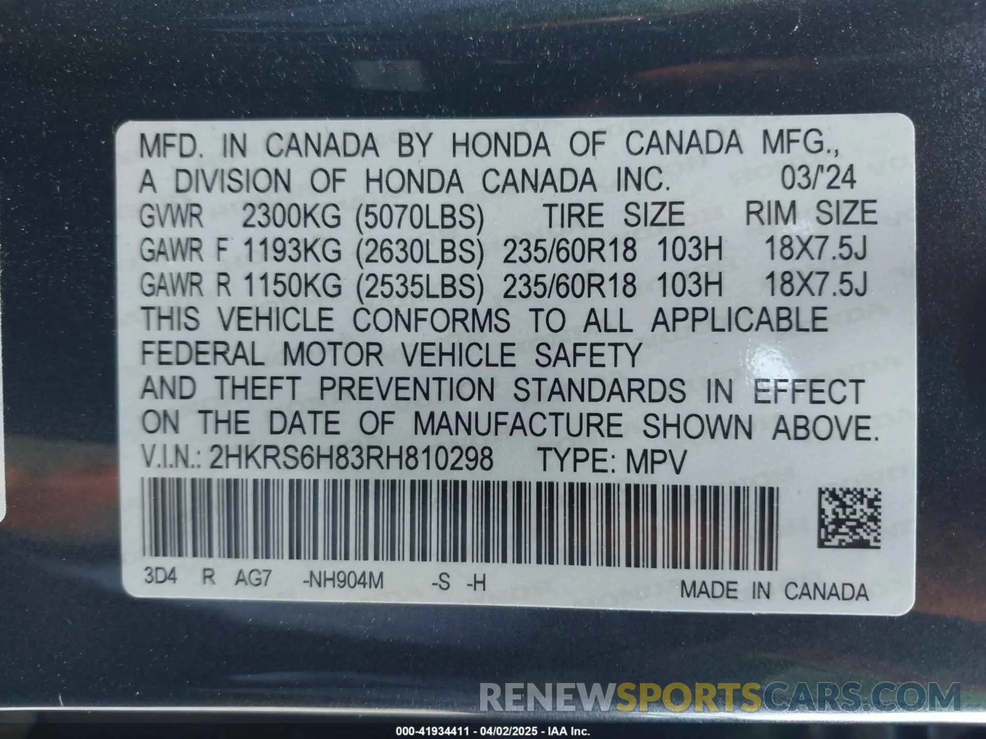9 Photograph of a damaged car 2HKRS6H83RH810298 HONDA CR-V 2024